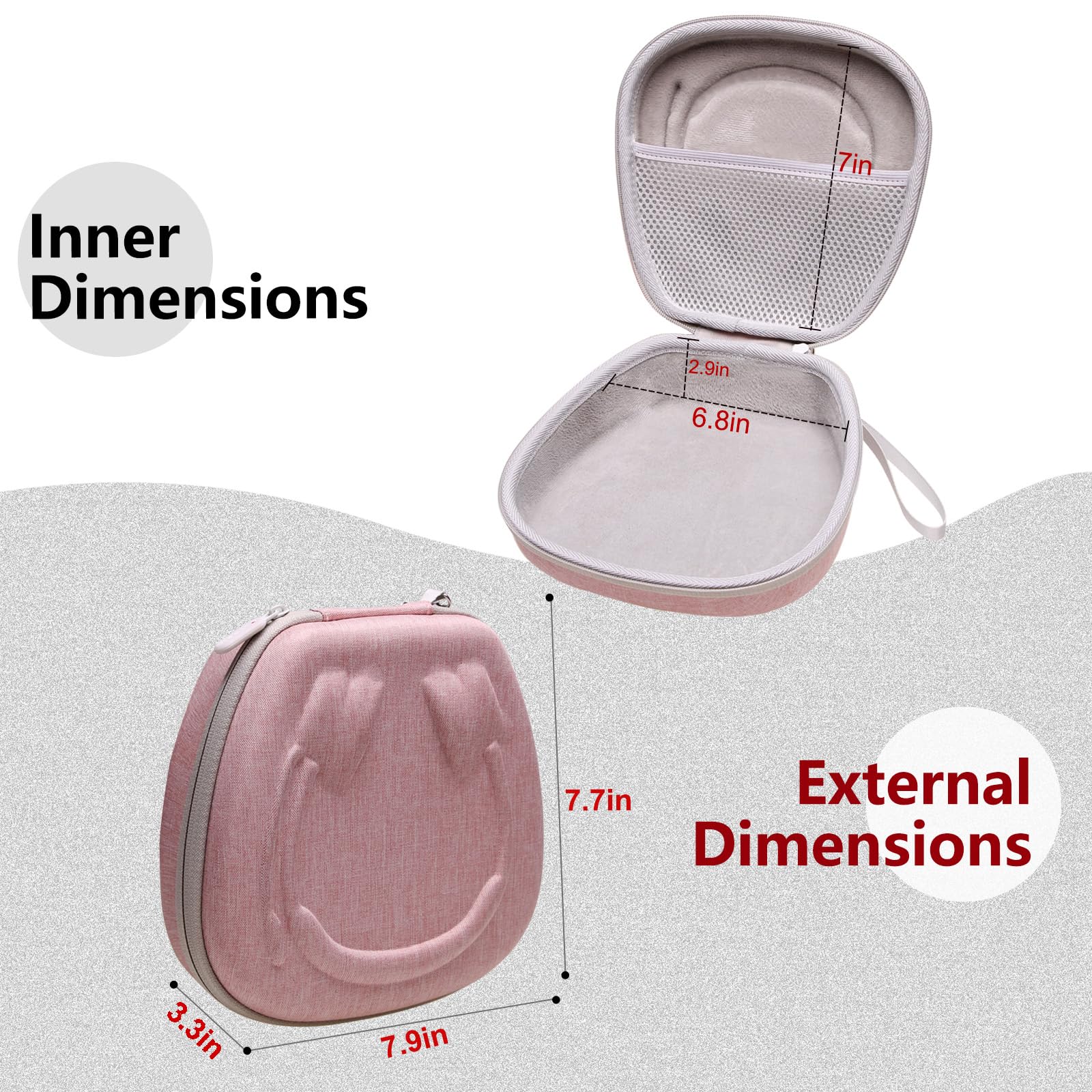 LTGEM Hard Protective Headphone Case for Logitech H390 H430 H570e Zone 300 Zone 301 & JLab Go Work JIAMQISHI EAGLEND Headsets - Pink & Grey - Travel Storage & Office Organization Accessory