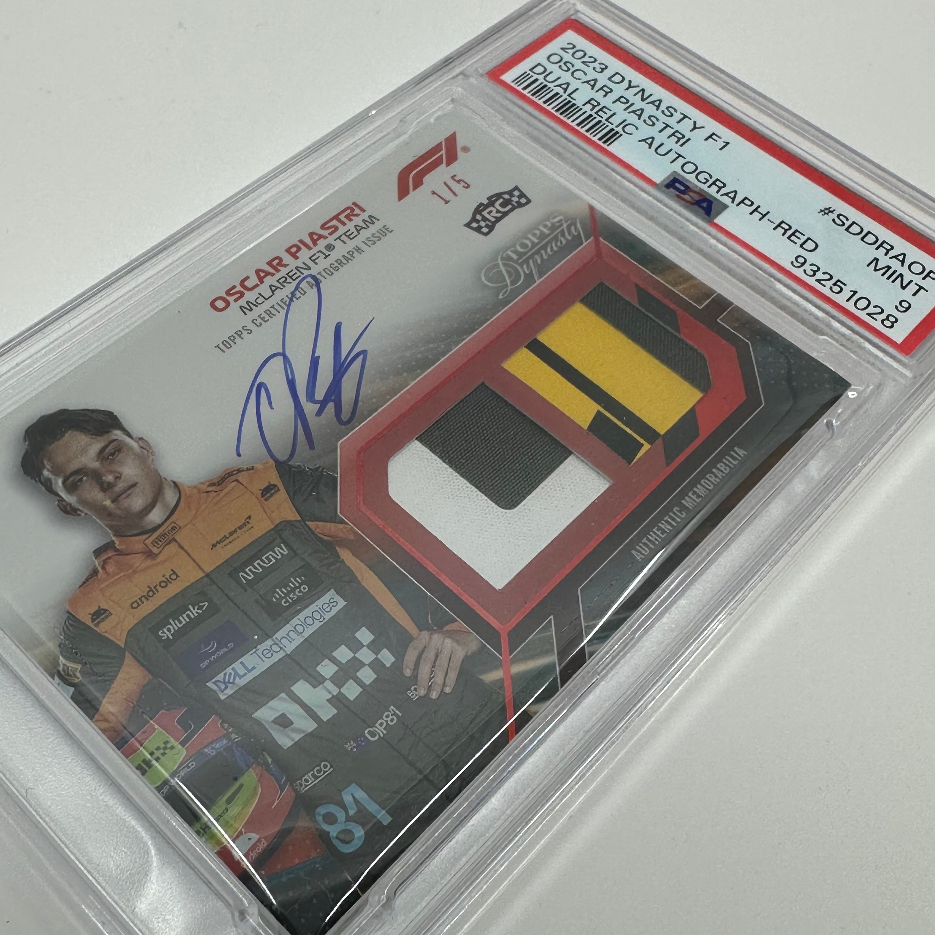 2023 Topps Dynasty Dual Relic Rookie Card - Oscar Piastri #SDDRA OP 1/5 Red - Collectible Racing Memorabilia for F1 Fans & Sports Card Enthusiasts