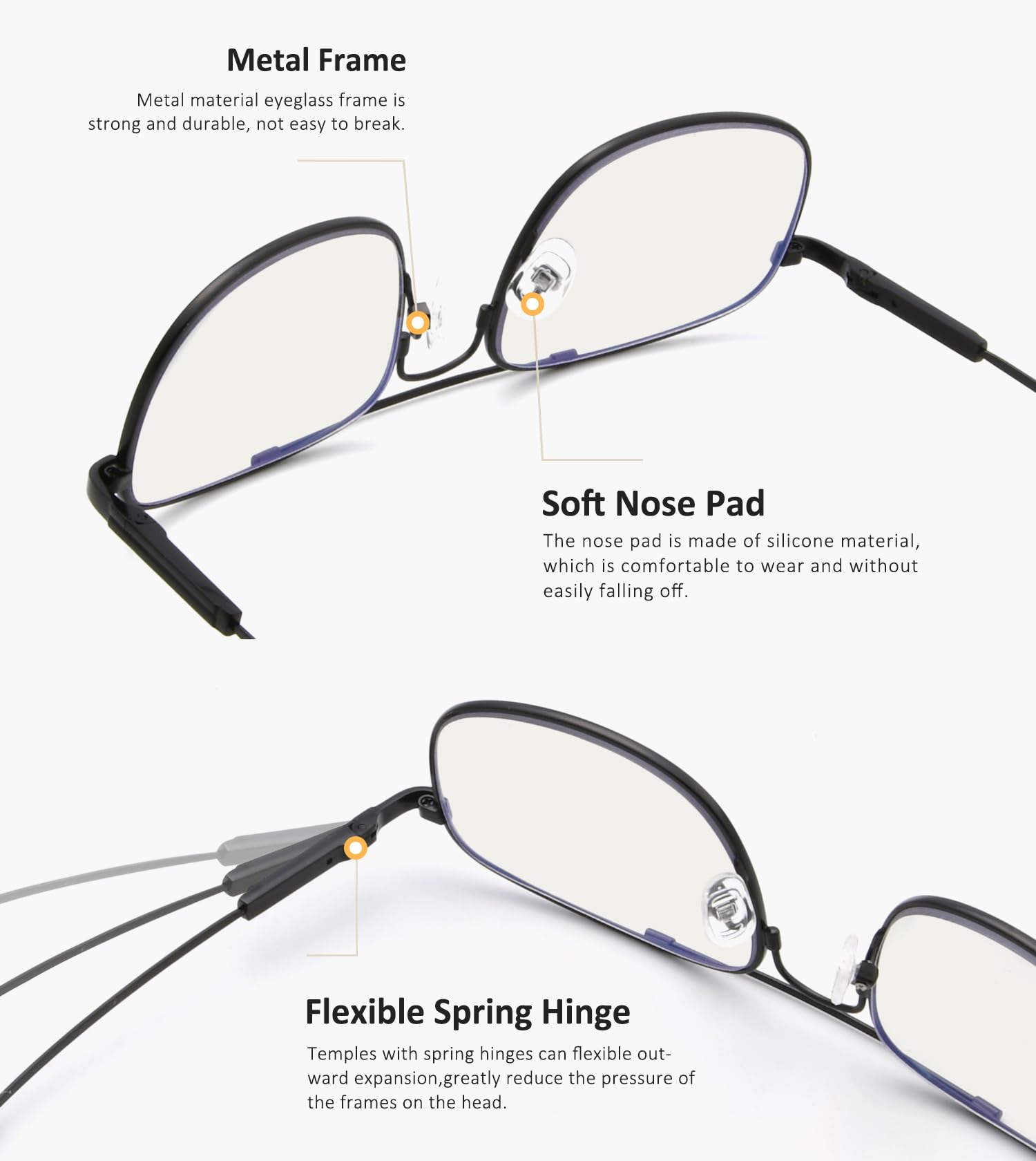 BFOCO Blue Light Blocking Reading Glasses for Women & Men - Progressive Multifocus Spring Hinge Readers (1.25 Magnification, Gunmetal) - Perfect for Computer Work, Reading & Screen Time Protection