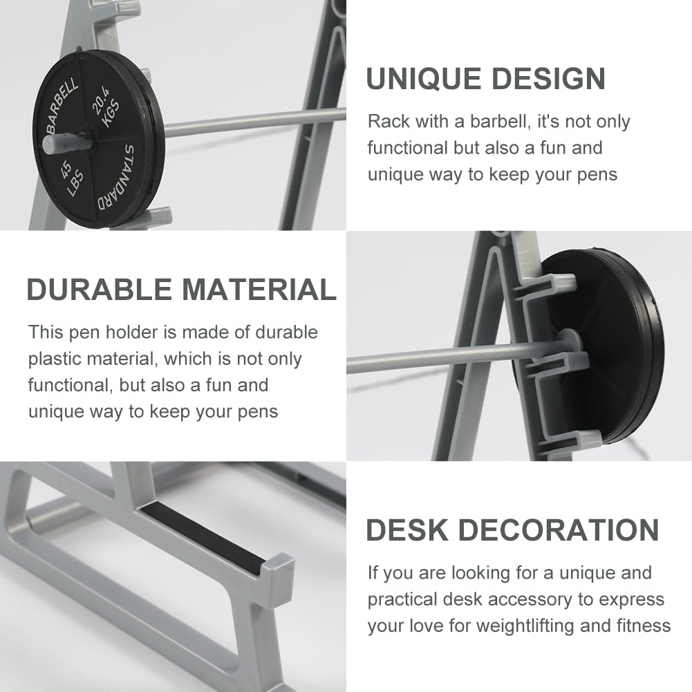 Barbell Rack Pen Holder - Weightlifting Themed Desk Organizer for Gym Lovers | Perfect Gift for Fitness Enthusiasts & Office Decor | Fun Workstation Accessory for Home & Gym Use