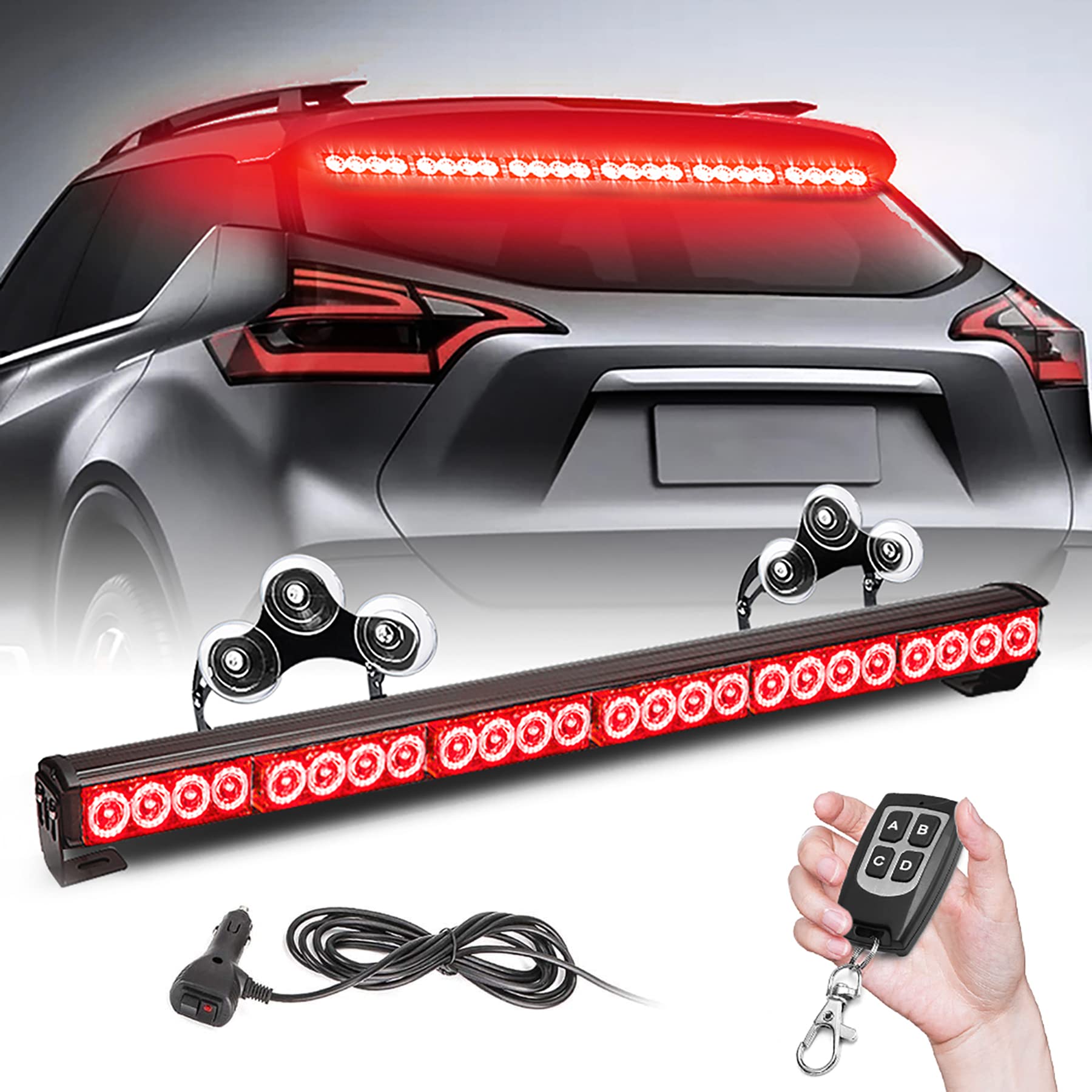 TeddyTT 27-Inch Emergency Strobe Light Bar - 6-Panel LED Directional Traffic Advisor with Wireless Remote Control for Trucks & Vehicles (Red) | Roadside Safety, Construction Zones & Emergency Warning Scenes