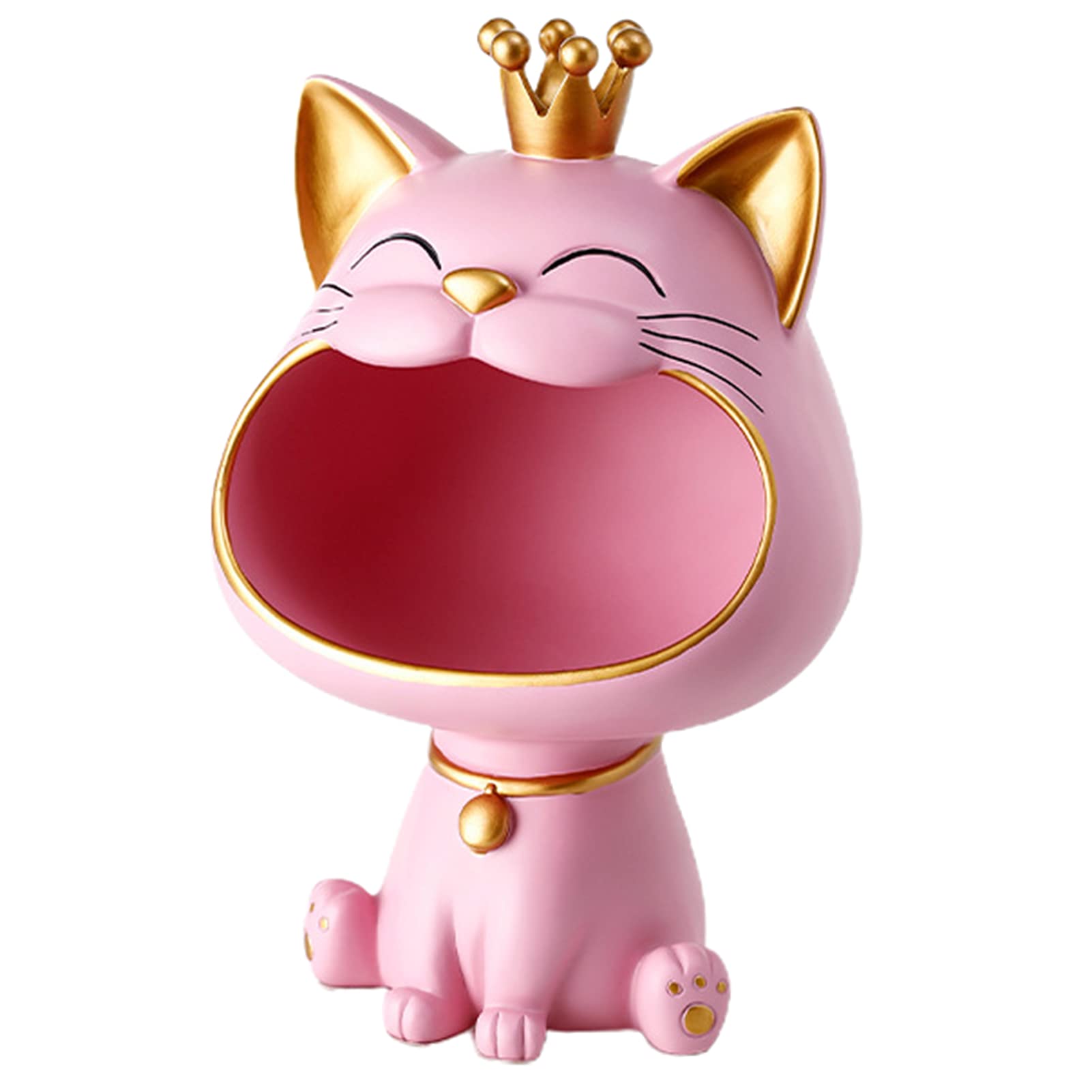 Cute Cat Decorative Tray - Jewelry & Key Holder Dish for Entryway, Vanity, Dresser - Pink Bathroom Counter Organizer - Perfect for Home Decor, Gift Giving & Daily Use