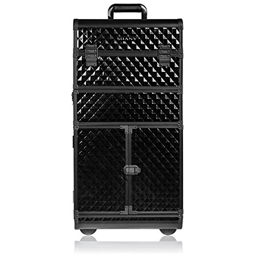 SHANY REBEL Series Pro Makeup Artists Rolling Train Case - Professional Trolley Case for Cosmetics - Curious Black Cat Design | Perfect for Travel, Salon & On-Set Makeup Artists