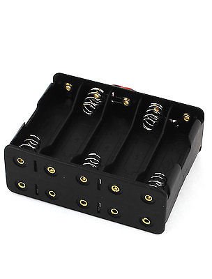 Davitu 10 x 1.5V AA Battery Holder Case - Black 2-Wire Cable with Dual Layers for Electrical Projects, DIY Electronics, and Science Experiments