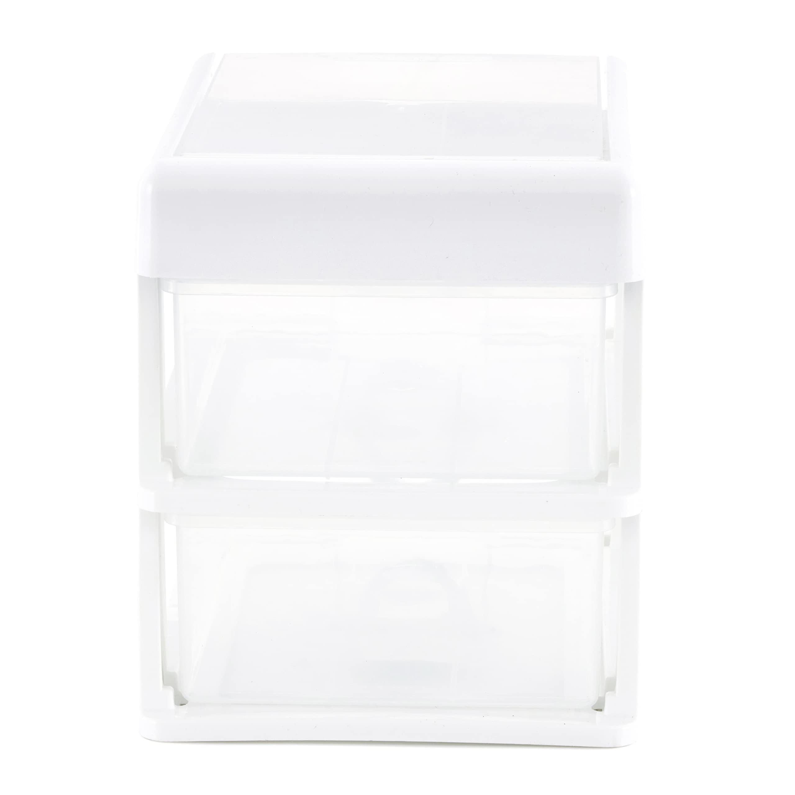 Gracious Living 2-Drawer Desktop Organizer with Flip-Top Lid - White/Clear (4-Pack) for Office & School Supplies - Perfect for Desk Organization, Stationery Storage & Workspace Decluttering