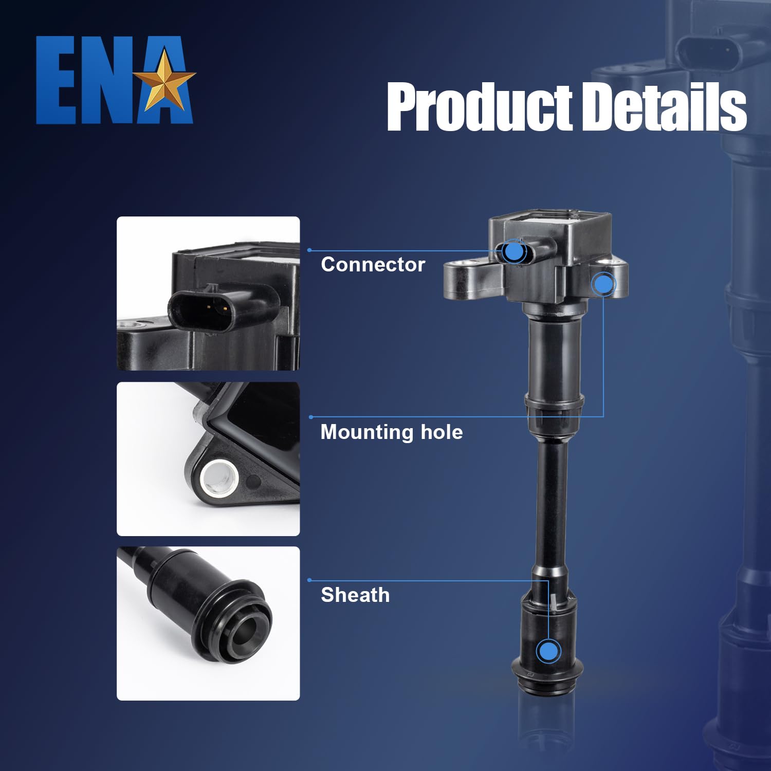 ENA Ignition Coil Pack Compatible with Ford 2013-2016 Escape, 2014-2019 Fiesta, 2013-2014 Fusion, 2014-2016 Transit Connect 1.6L - Replacement for UF674 1762724 1832313 26024066 BM5G-12A366-CA - Perfect for Engine Performance & Smooth Driving