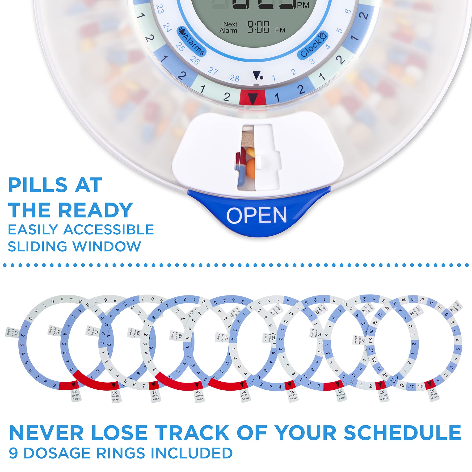 LiveFine Smart WiFi Automatic Pill Dispenser - 28-Day Medication Organizer with 9 Daily Doses, Key Lock & Adjustable Alarms for Prescriptions & Vitamins | Perfect for Elderly Care, Medication Management & Daily Health Tracking
