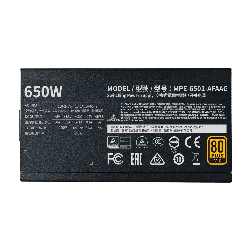 Cooler Master MPE 6501 AFAAG UK CM MWE Gold V2 650W Full Modular Power Supply (5 Year Warranty) - High Efficiency PSU for Gaming PC, Workstation & Home Office Setup