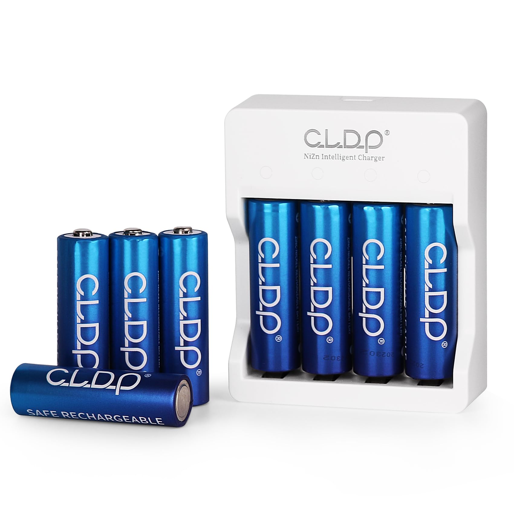 CLDP Rechargeable AA Batteries 8 Pack with 4 Bay Charger - 1.6V 2500mWh Ni-Zn Double A Battery | Fast Charging & Long Lasting | Perfect for Cameras, Toys, Flashlights & Electronics