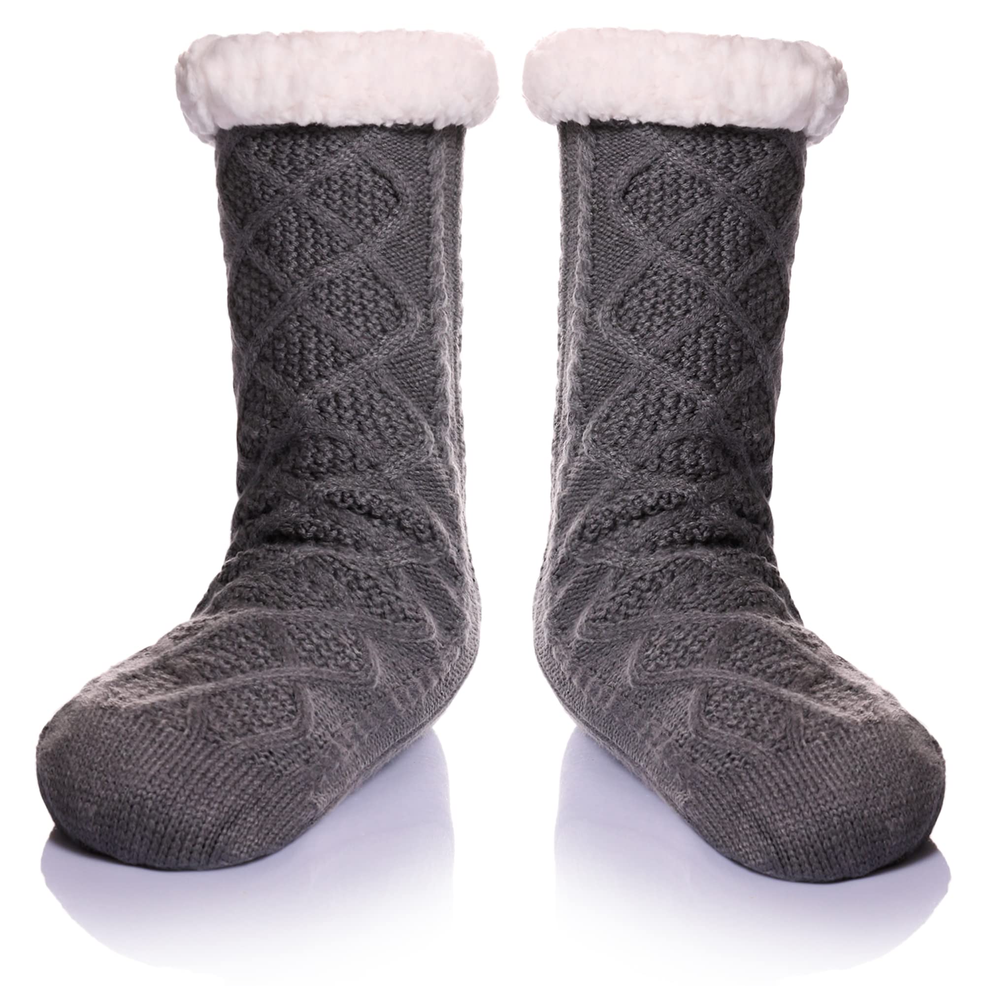 Men's Fleece Lined Extra Thick Winter Slipper Socks - Cozy Non-Slip Fuzzy Home & Sleeping Socks for Indoor Comfort & Warmth
