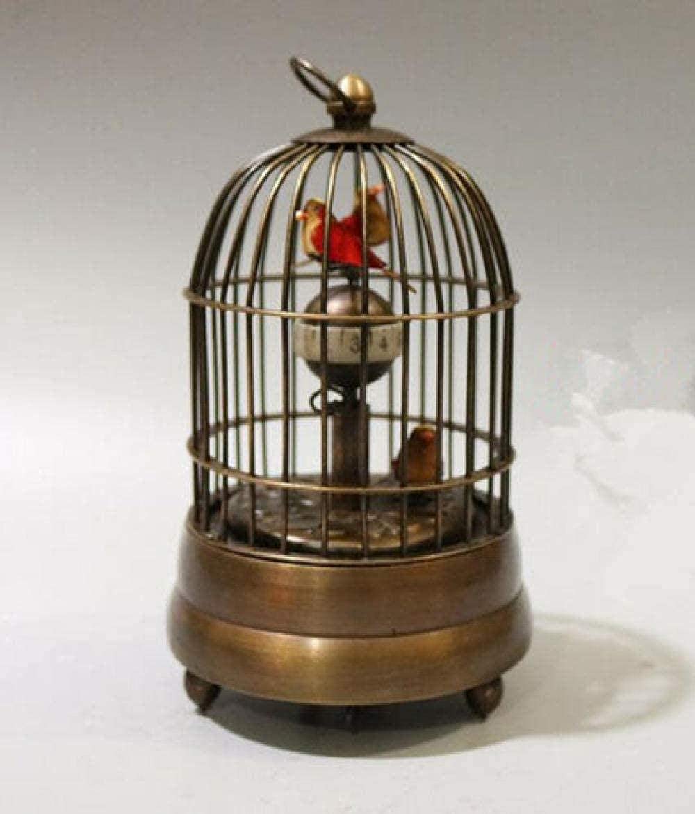 Vintage Copper Mechanical Bird Cage Table Clock - Handcrafted Sculpture Decor, Collectible Figurine Gift for Home Office, Bar & Cafe | Unique Abstract Art Craft for Living Room, Bookshelf & Mantel Decor