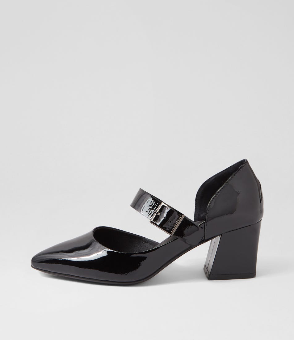 DJANGO & JULIETTE Women's Black Patent Leather High Heel Pumps - Elegant Dress Shoes for Office, Party & Special Occasions