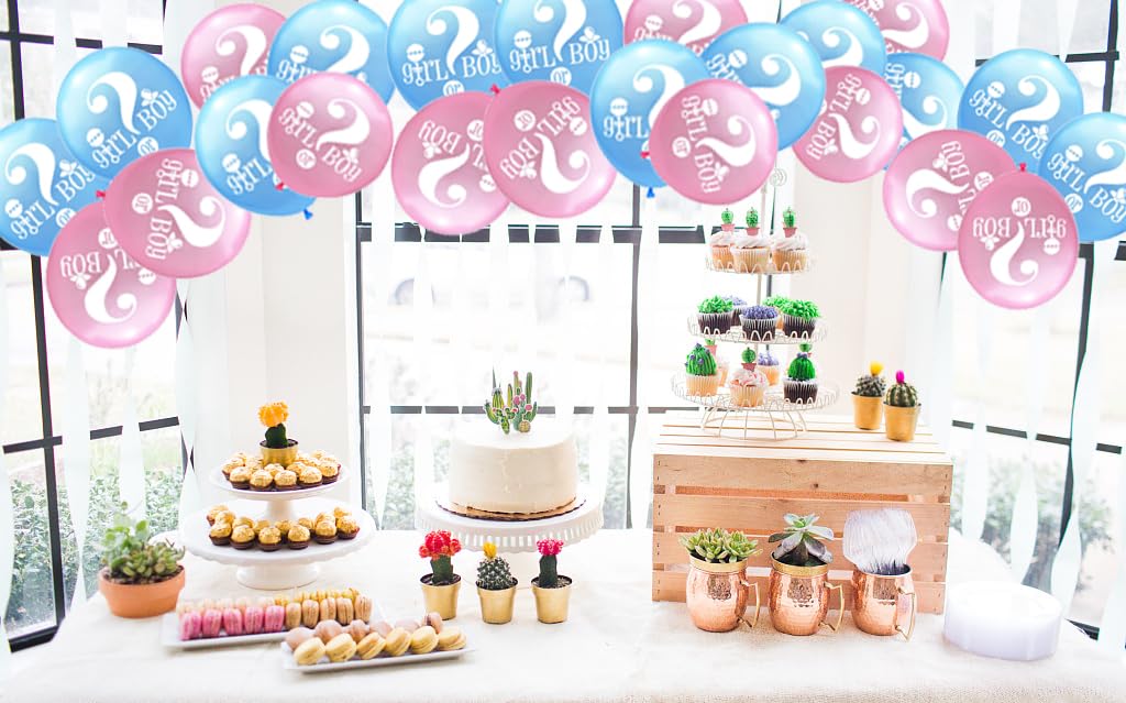 50 Pack Gender Reveal Balloons for Baby Shower, Birthday Party Decorations - Pink & Blue Latex Balloons for Gender Announcement, Baby Shower Decor, Nursery Party Supplies - Perfect for Gender Reveal Parties, Baby Showers & Birthday Celebrations