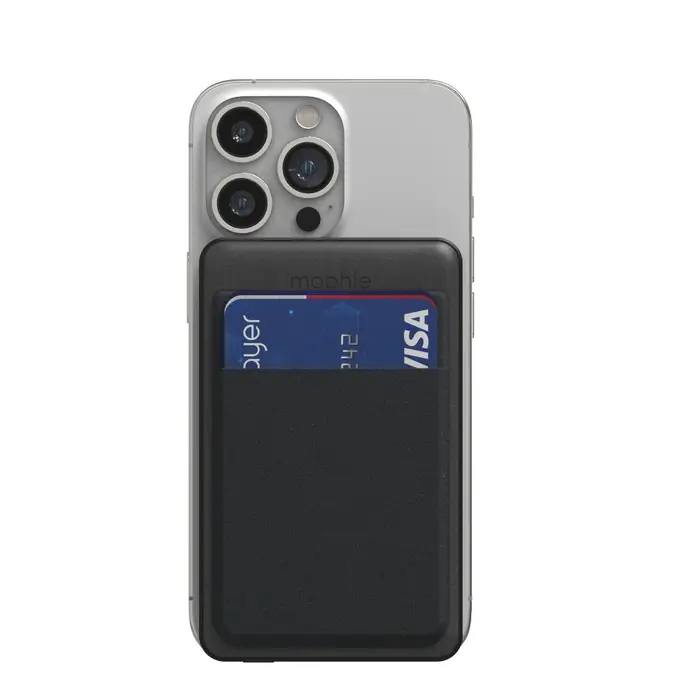 Mophie 5000mAh MagSafe Battery Pack with Wallet & Card Holder - Black | Portable Charger for iPhone 12/13/14 | Perfect for Travel, Work & Daily Commute