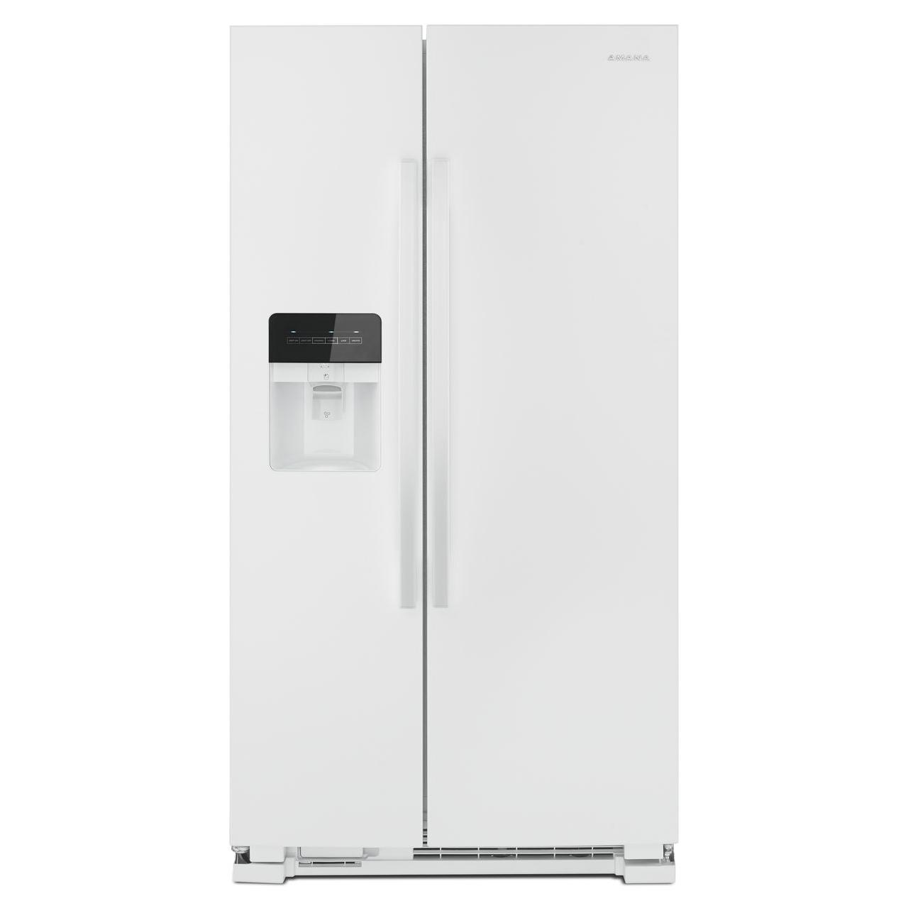 Amana 21 cu.ft. Side by Side Refrigerator with External Water & Ice Dispenser - 33 Inch Counter Depth, Energy Star Rated (ASI2175GRW) - Perfect for Kitchens, Offices & Small Spaces