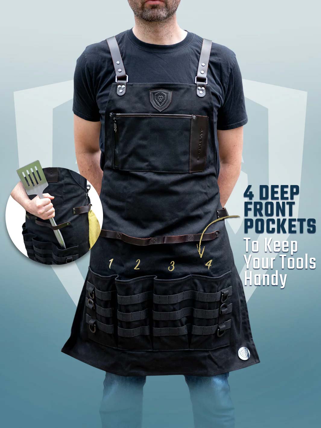 Heavy Duty Waxed Canvas BBQ Apron - Professional Chef's Kitchen Apron for Grilling & Cooking - Dalstrong © | Perfect for Outdoor BBQ, Camping & Home Kitchen Use