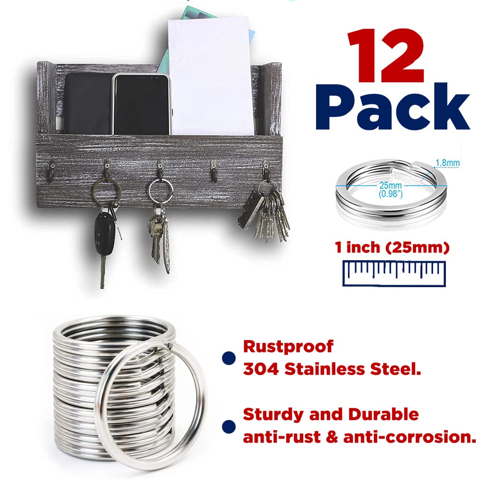 12 Pack Stainless Steel Keychain Rings - 1