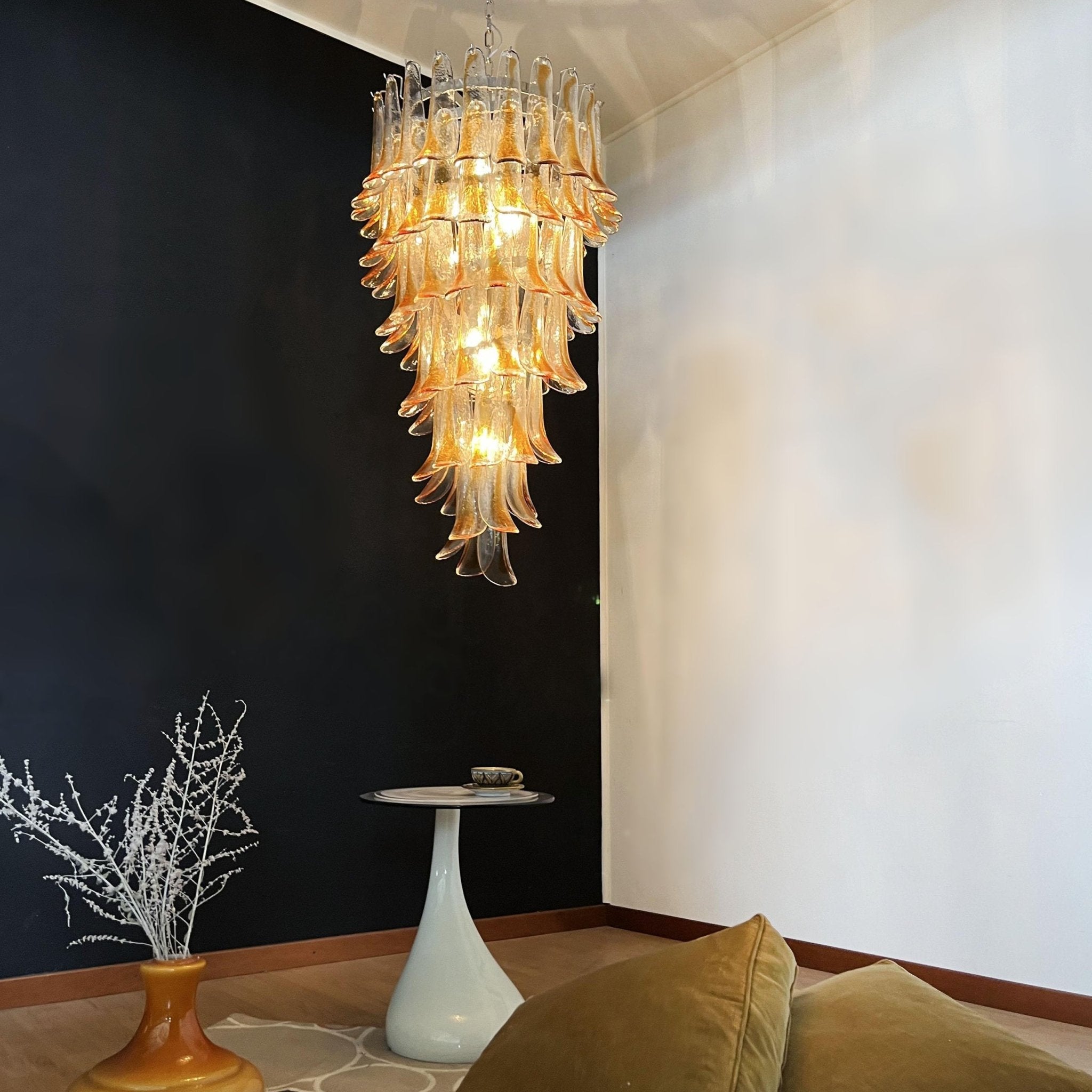 Elegant Marigold Murano Glass Chandelier - Handcrafted Italian Lighting Fixture for Dining Room, Living Room & Bedroom Decor