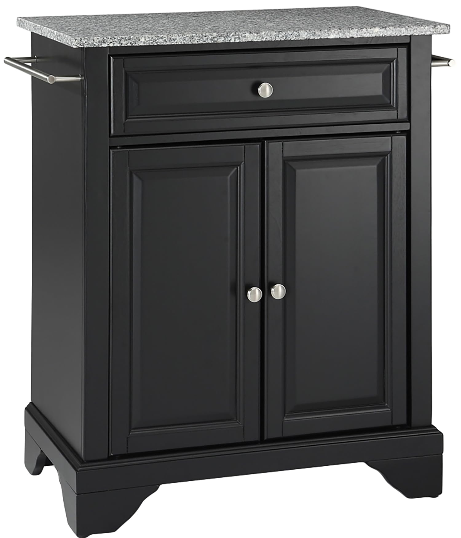 Crosley Lafayette Granite Top Portable Kitchen Island Cart with Wheels - Microwave Stand, Storage Cabinet for Small Spaces - Black | Perfect for Apartments, Dorms & Compact Kitchens