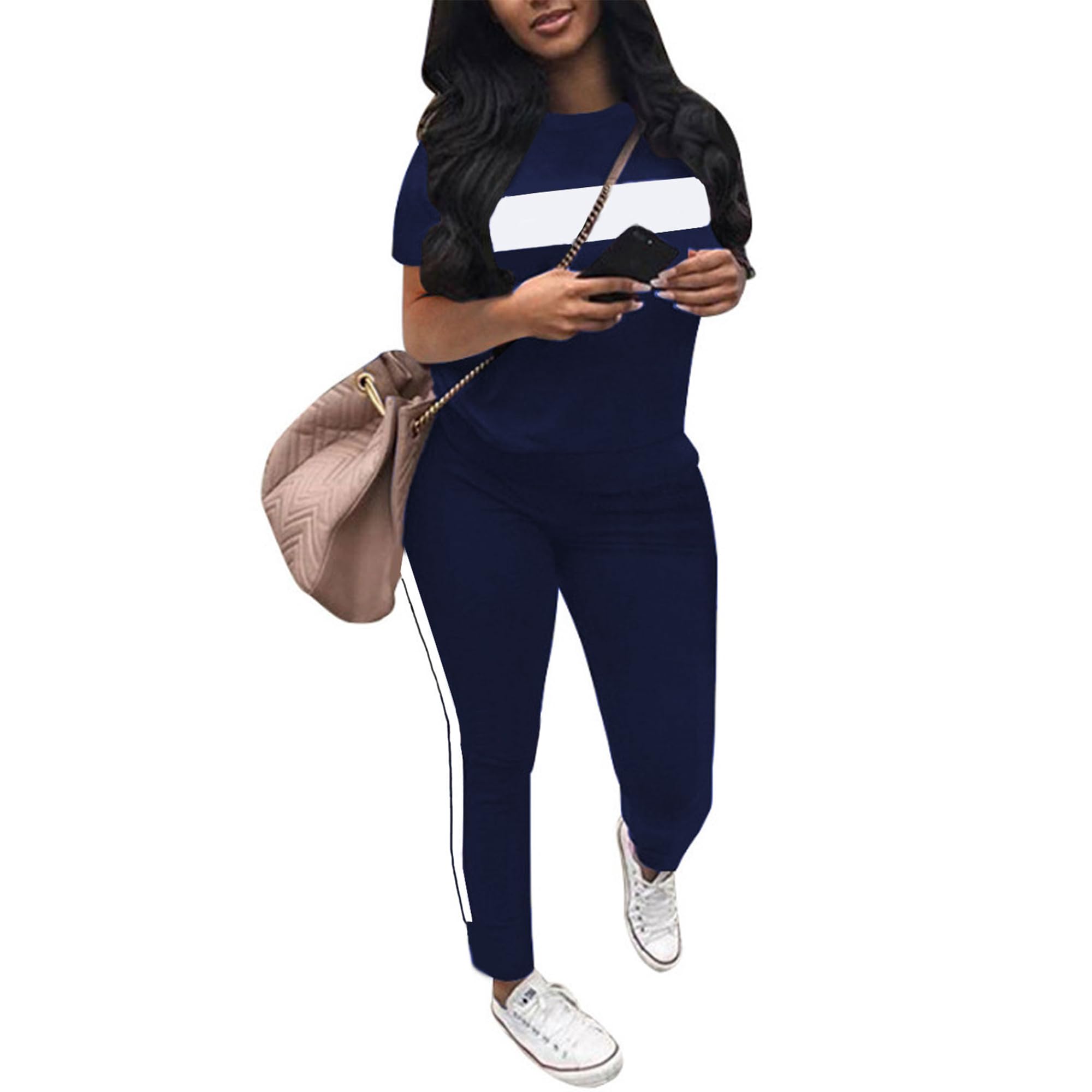 Remxi Women's 2-Piece Workout Sets - Jogging Sweat Suits with Tops & Long Sweatpants | Gym, Yoga, Running & Lounge Wear