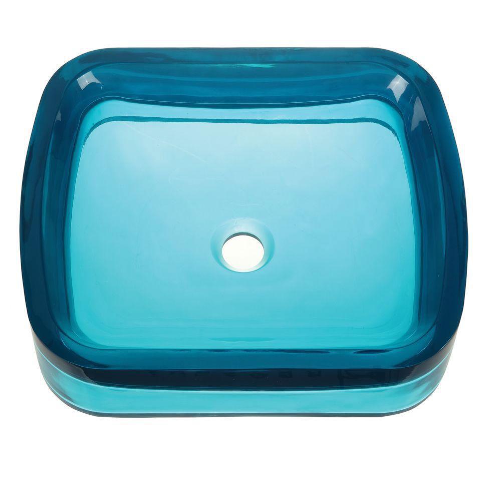Decolav Lagoon 543011 Rectangular Vessel Sink - Modern Rounded Bathroom Sink for Vanity, Powder Room & Guest Bath - Durable Ceramic Basin with Incandescent Glow Finish