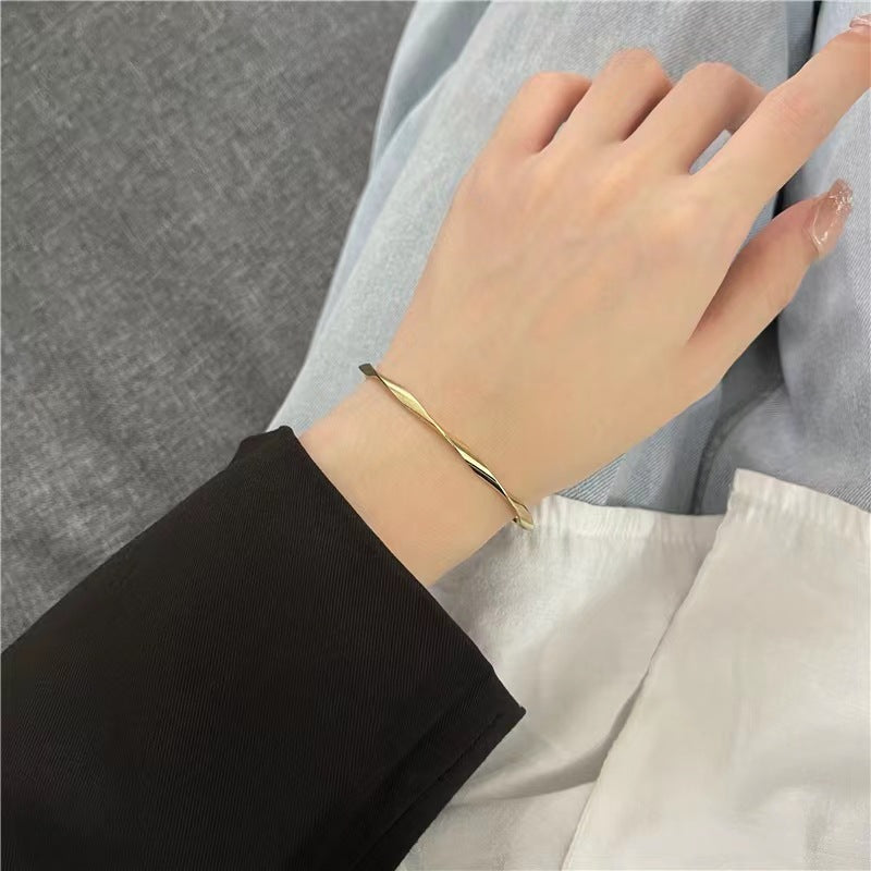 Mobius Gold Silver Open Cuff Bangle Bracelet for Women | Trendy Minimalist Jewelry | Perfect for Everyday Wear, Office & Special Occasions | HB637