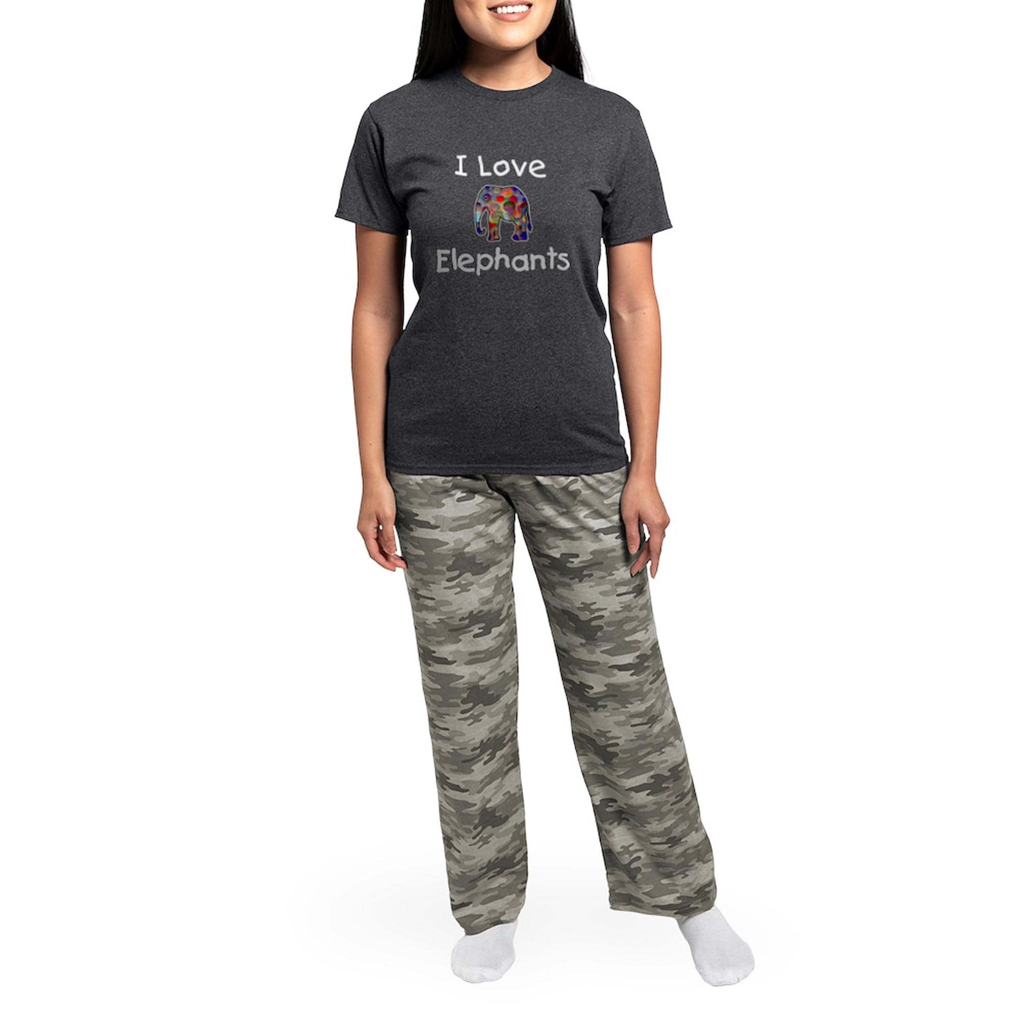 I Love Elephants Women's Charcoal Pajama Set - Comfortable Sleepwear for Animal Lovers - Perfect for Lounge, Sleep & Gifts