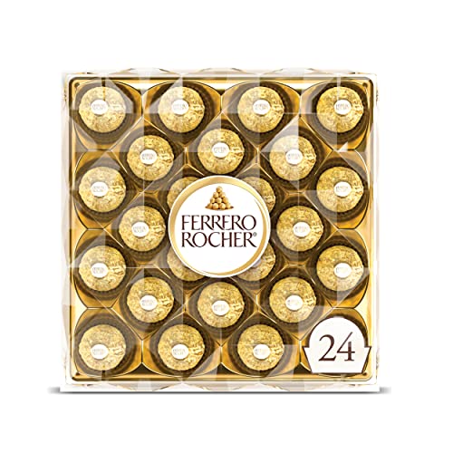 Ferrero Rocher Premium Gourmet Milk Chocolate Hazelnut Candy - Individually Wrapped 24-Piece Gift Box (10.6 oz) - Perfect for Mother's Day, Valentine's Day & Holiday Gifts - Elegant Party Favors & Corporate Gifting