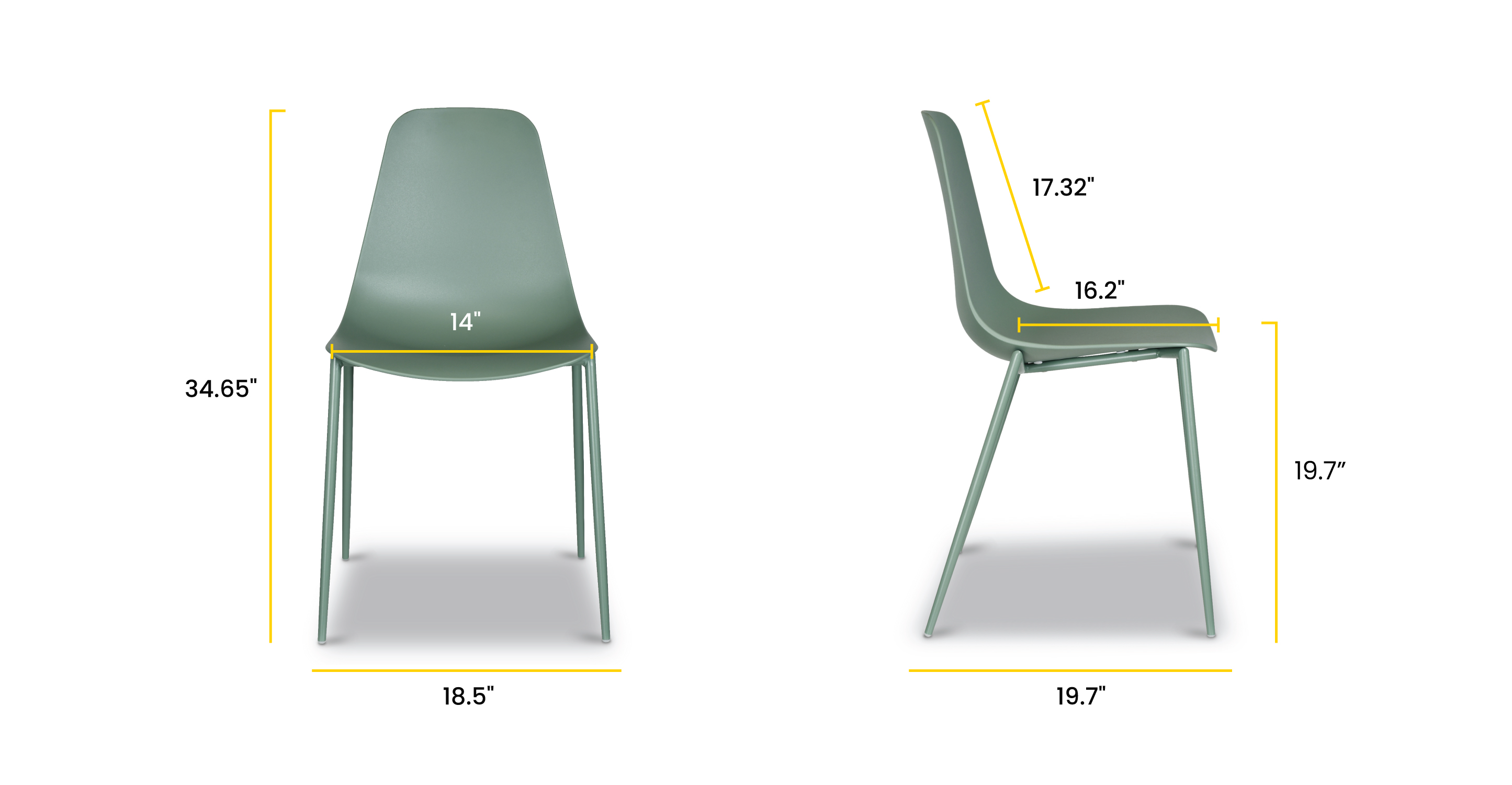 Isla Dining Chair - Modern Wooden Dining Room Chairs Set of 2, Comfortable Upholstered Seat with Sturdy Metal Legs - Perfect for Kitchen, Dining Room, Breakfast Nook & Home Decor