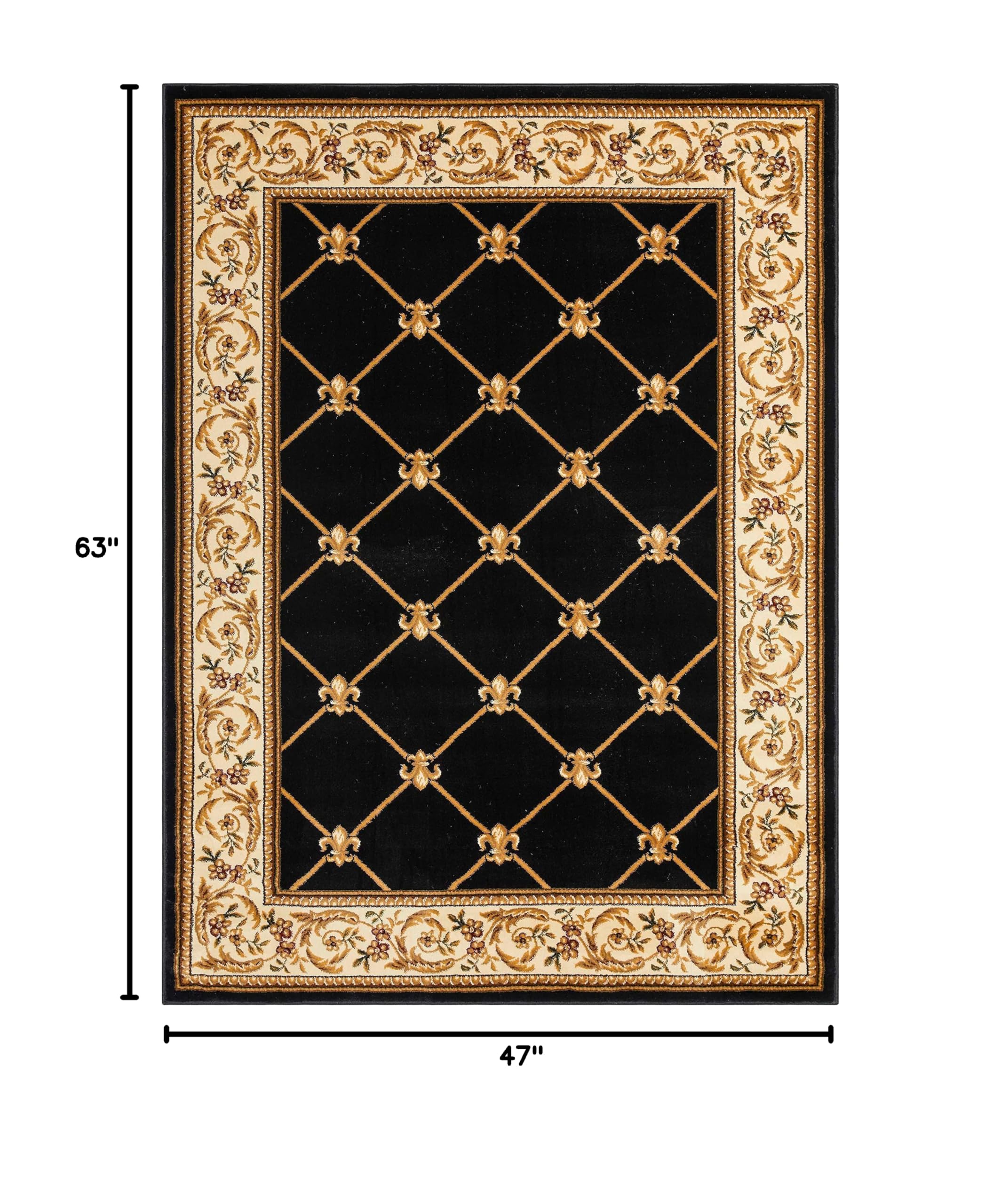 Well Woven Timeless Fleur De Lis Black Formal Area Rug 3'11