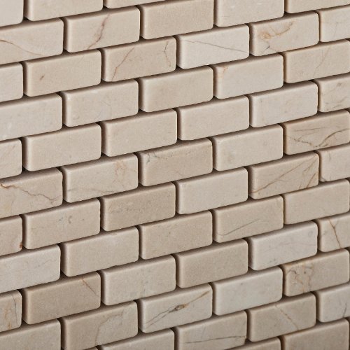 Premium Crema Marfil Marble Tumbled Mosaic Tile - Natural Stone Wall & Floor Tile for Bathroom, Kitchen Backsplash - 5 sq. ft. Box (12