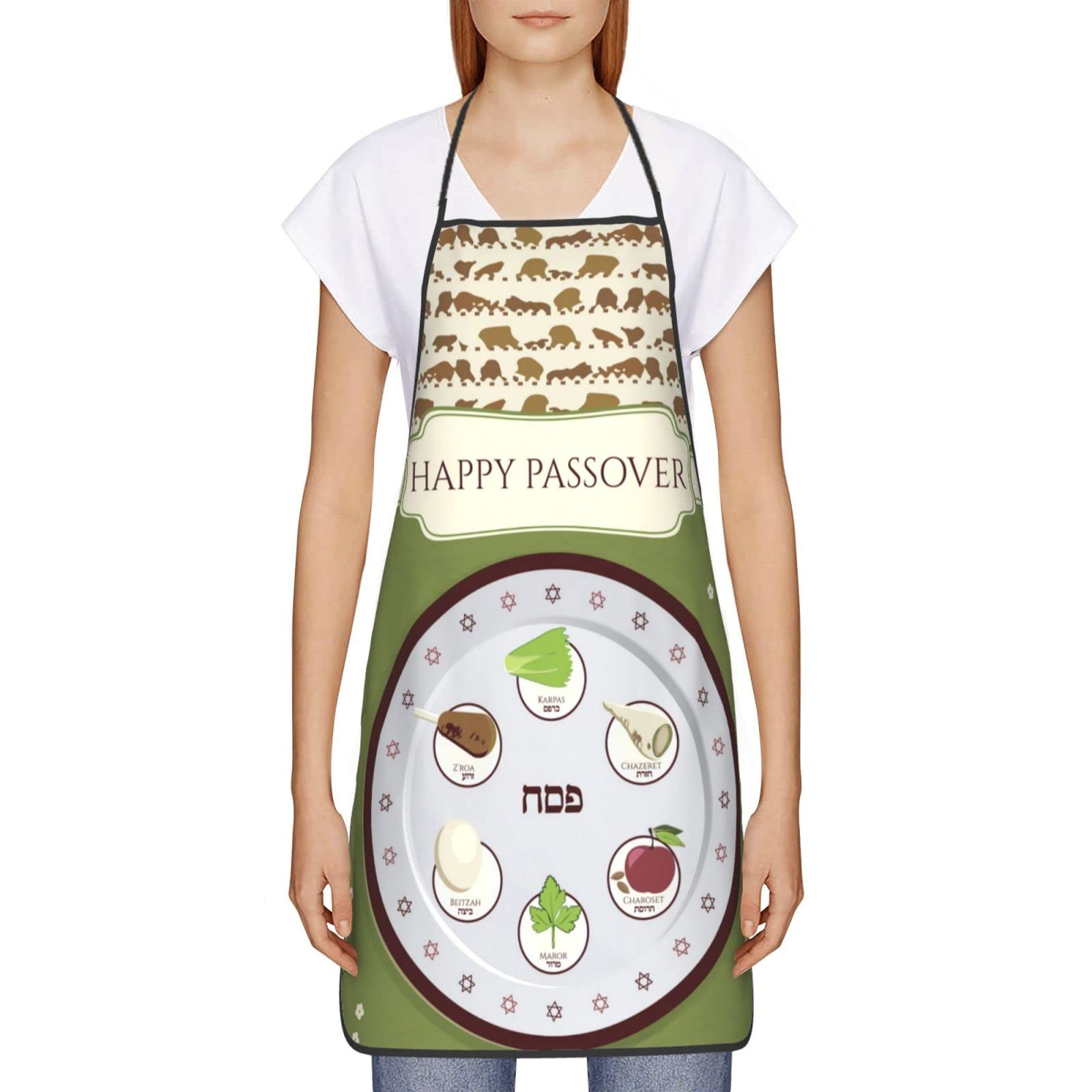 Happy Traditional Jewish Passover Apron - Adjustable Adult Chef Kitchen Bib for Cooking, Baking & Holiday Meals - Perfect for Seder Dinner & Kosher Cooking