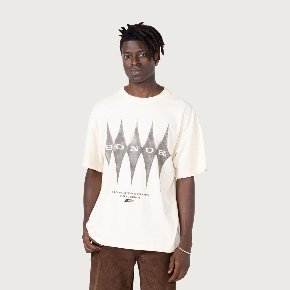 HONOR THE GIFT Premium Diamond SS Tee in Bone White - Stylish Casual T-Shirt for Men & Women - Perfect for Everyday Wear, Gifting & Street Fashion