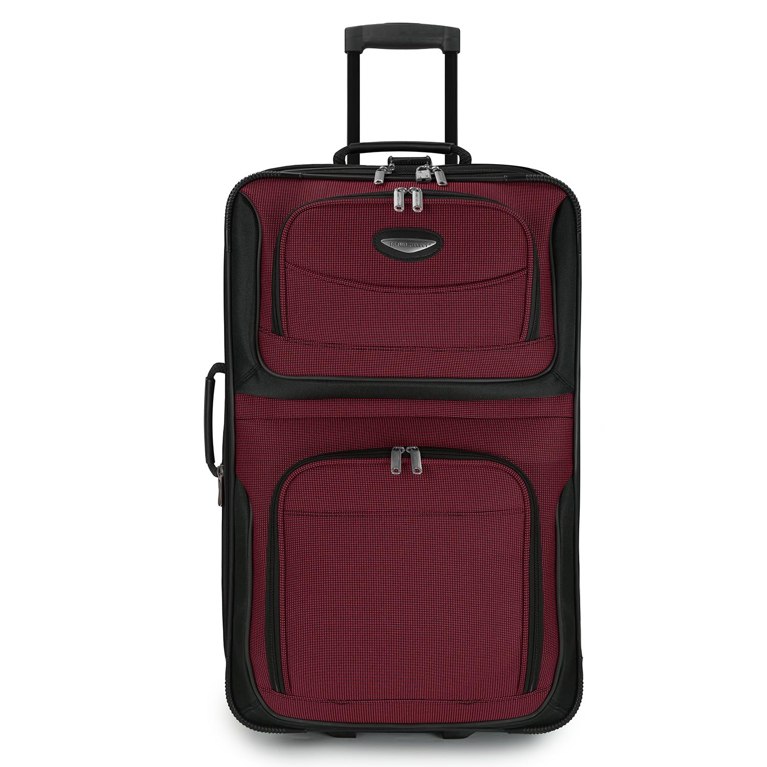 Travel Select Amsterdam Expandable Rolling Softside Luggage - 25-Inch Checked-Medium Burgundy Suitcase for Air Travel & Vacation Packing