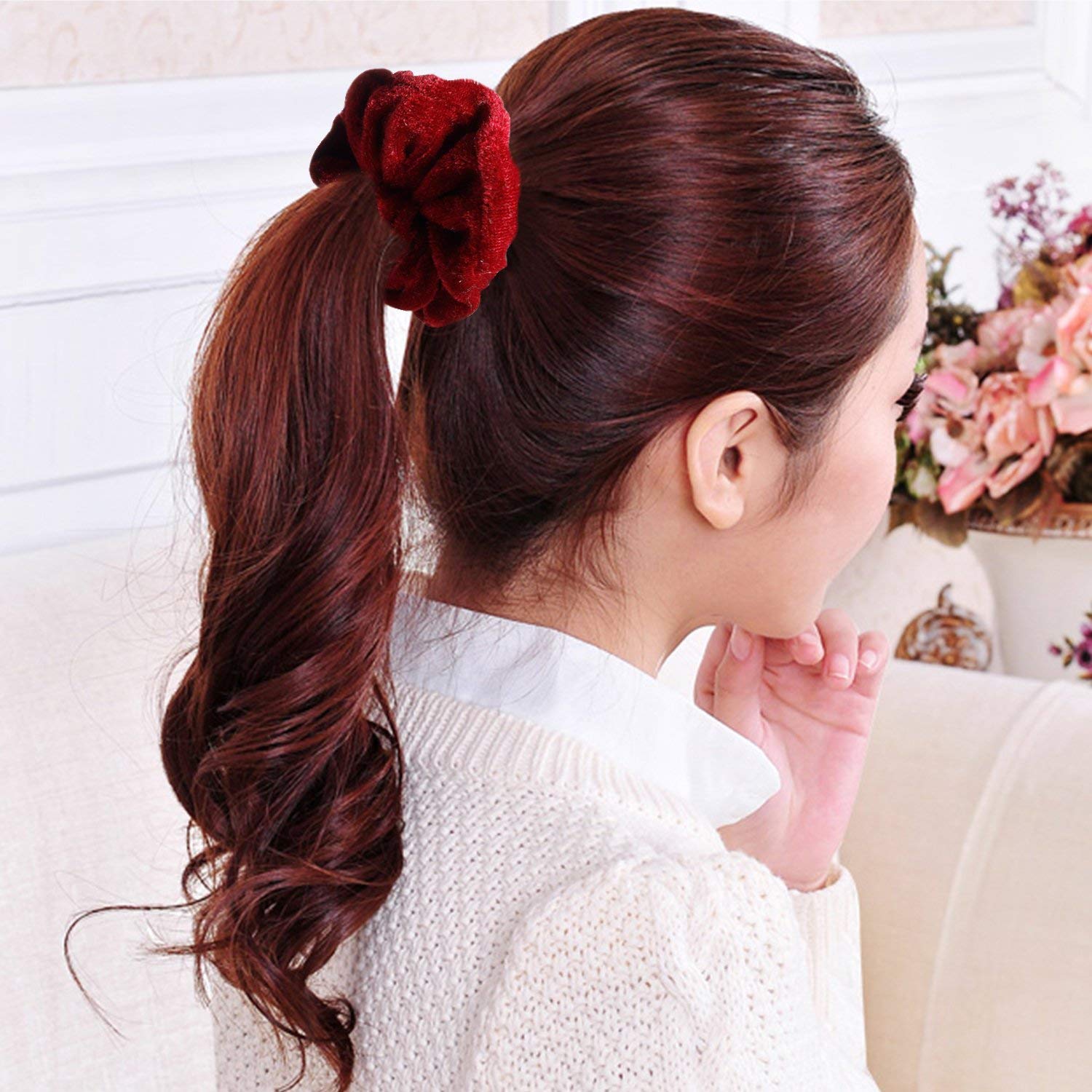 Magik 30-60 Gold Velvet Hair Scrunchies | 30 Pack Soft Elastic Hair Ties for Women & Girls | Perfect for Ponytails, Buns & Everyday Hair Styling