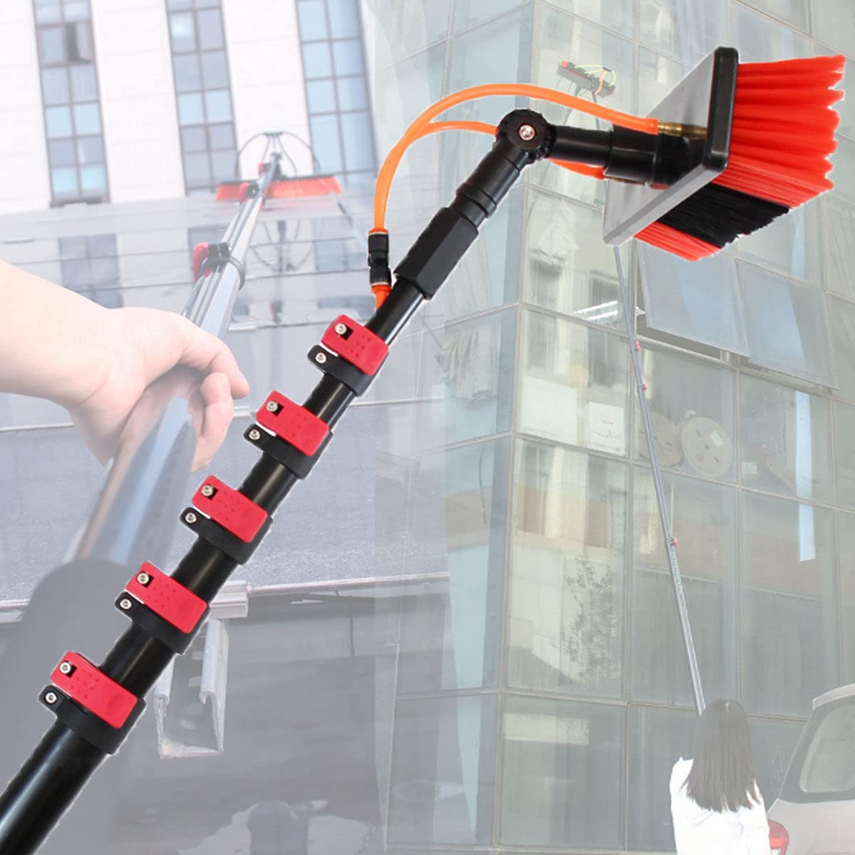 Solar Panel Cleaning Brush Kit with 36FT Adjustable Telescopic Pole - Window & Photovoltaic Module Cleaning Tool for Home, RV, and Commercial Use