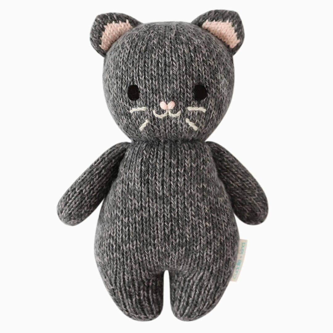 Cuddle + Kind Handmade Baby Kitten Doll in Charcoal Grey - Soft Plush Toy for Newborns, Toddlers & Kids | Perfect for Cuddling, Playtime & Nursery Decor