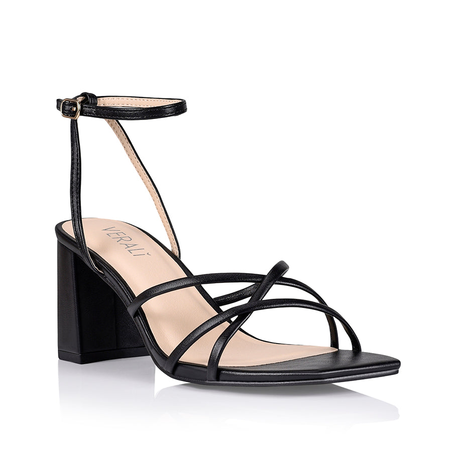 Nakita Women's Black Smooth Block Heel Sandals - Comfortable Dressy Heeled Shoes for Wedding, Party & Office Wear