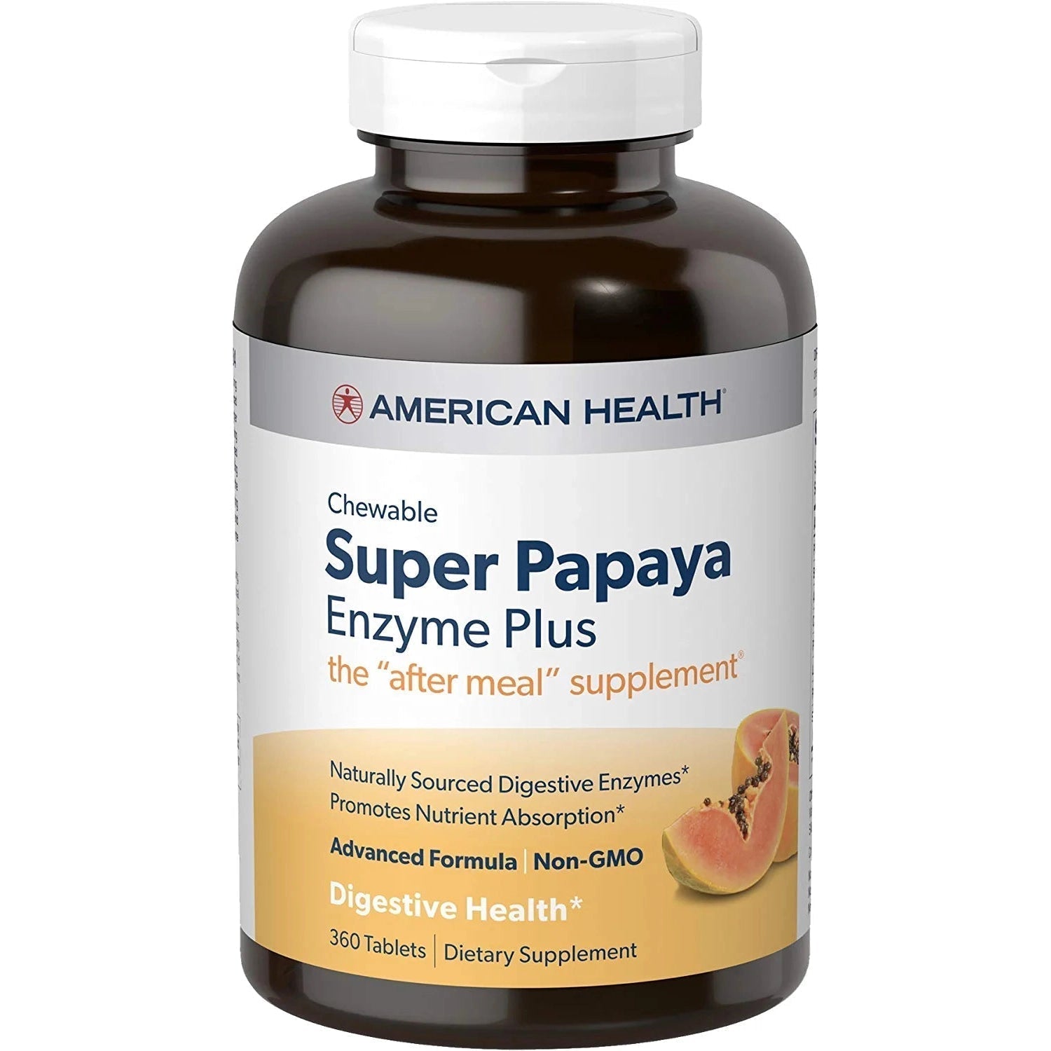 American Health Super Papaya Enzyme Plus - Digestive Support Supplement for Bloating & Heartburn Relief - Ideal for After Meals & Digestive Comfort