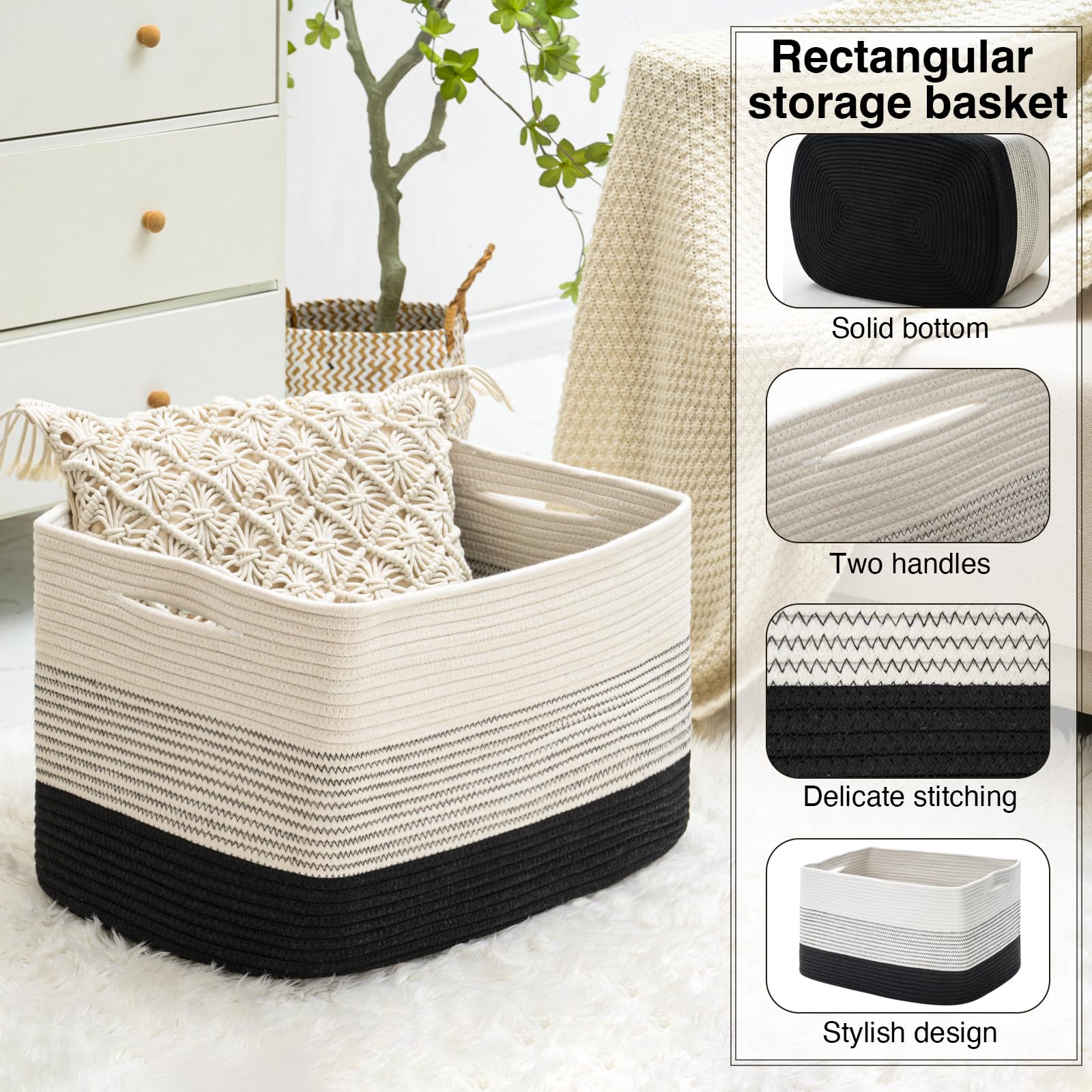 Large Woven Cotton Rope Storage Basket - 22