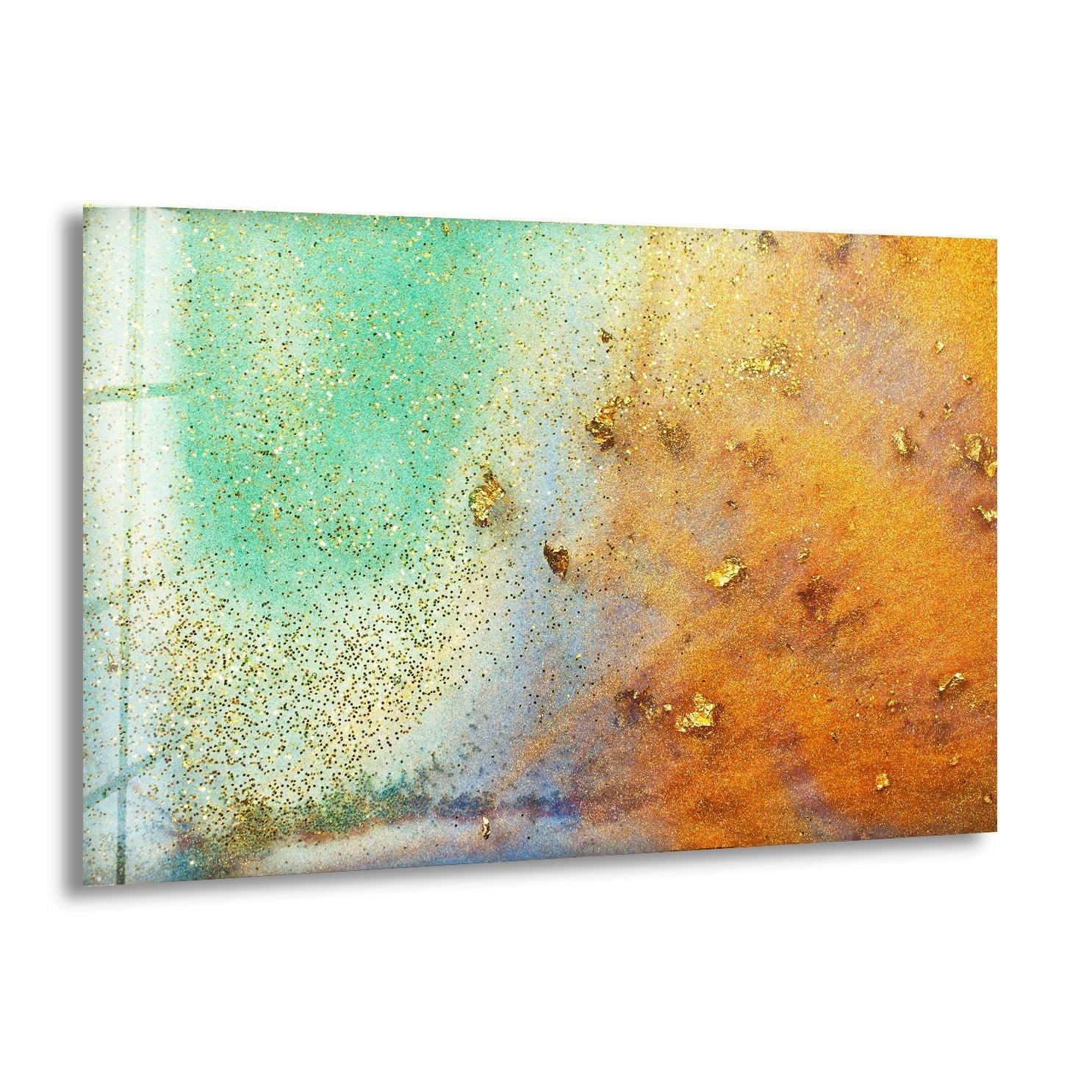 Pale Green Alcohol Ink Marble Glass Wall Art - Handmade Abstract Home Decor for Living Room, Bedroom & Office