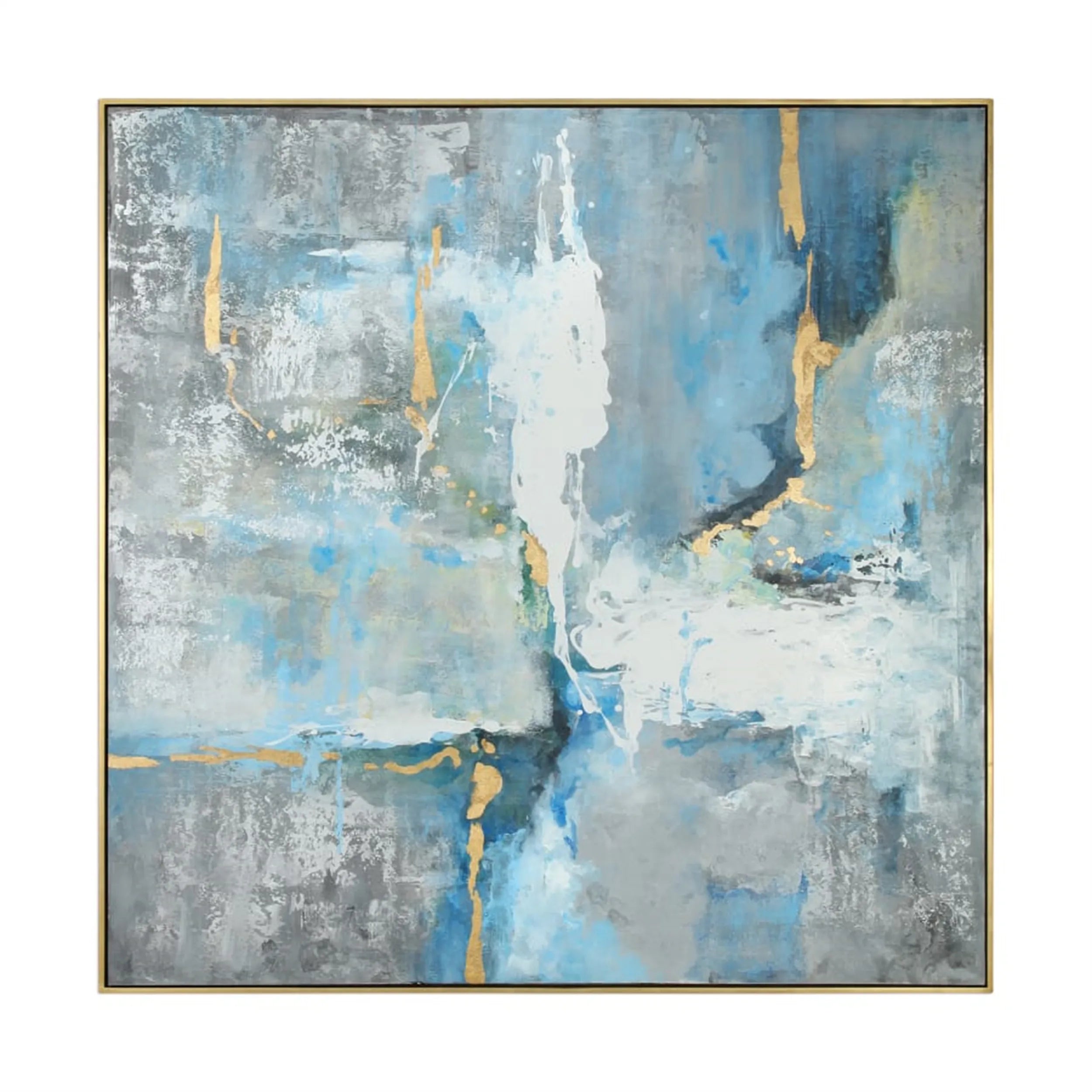 Blue & Green Abstract Wall Art Print #BG079 - Modern Canvas Painting for Living Room, Bedroom & Office Decor