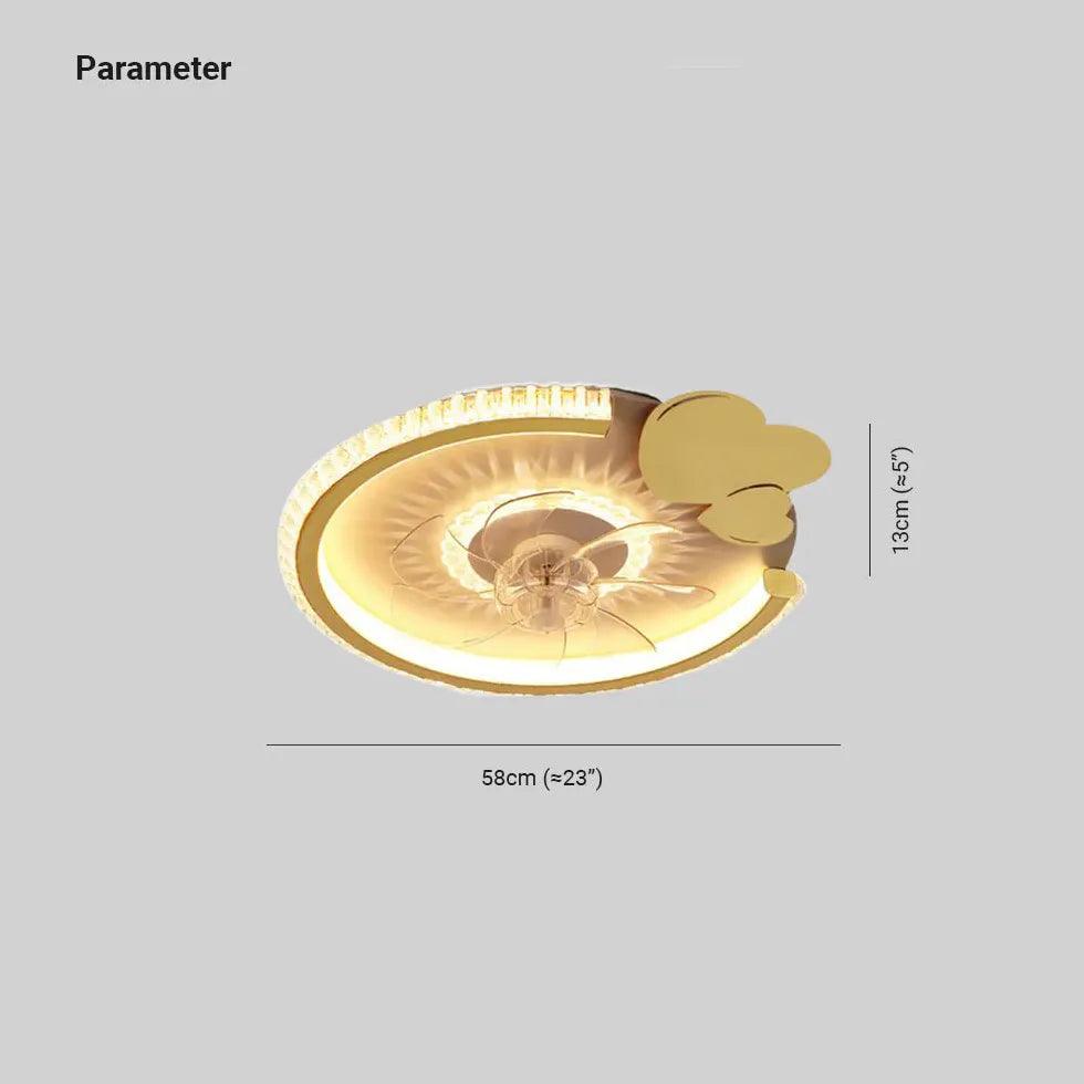Modern Round Ceiling Fan with LED Light - Energy Efficient Quiet Bedroom Fan - Perfect for Bedroom, Living Room & Nursery Cooling & Lighting