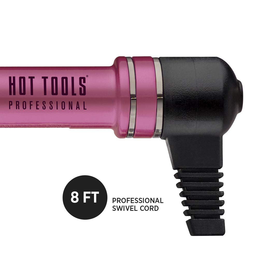 Professional Pink Titanium Curling Iron 1 Inch - Hot Tools Salon-Grade Hair Wand for Long Lasting Curls & Waves - Perfect for Home Styling, Weddings & Special Occasions
