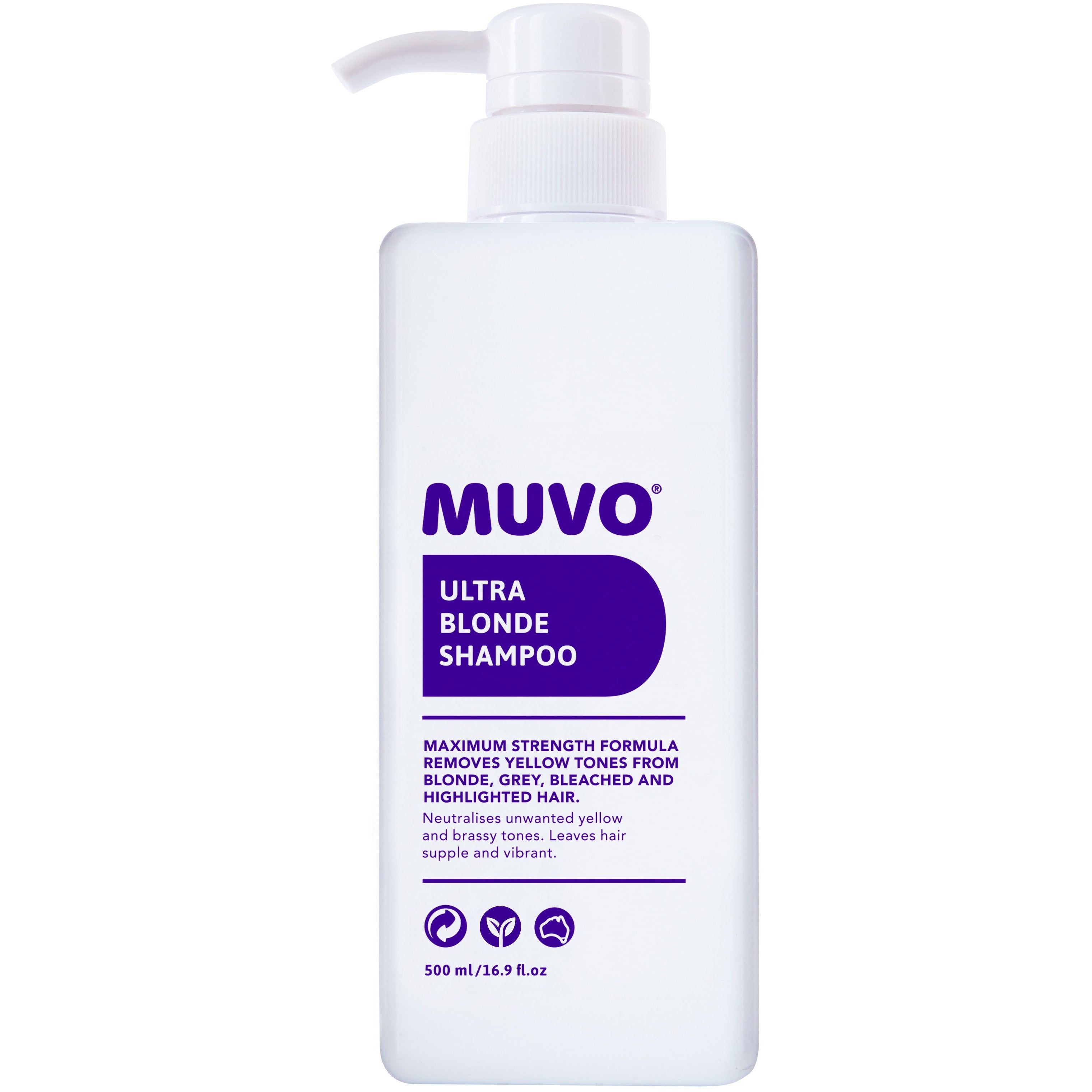 Muvo Ultra Blonde Shampoo for Platinum & Highlighted Hair - Purple Toning Shampoo to Neutralize Brassiness & Brighten Blonde Hair - Perfect for Daily Use & Salon-Quality Results at Home