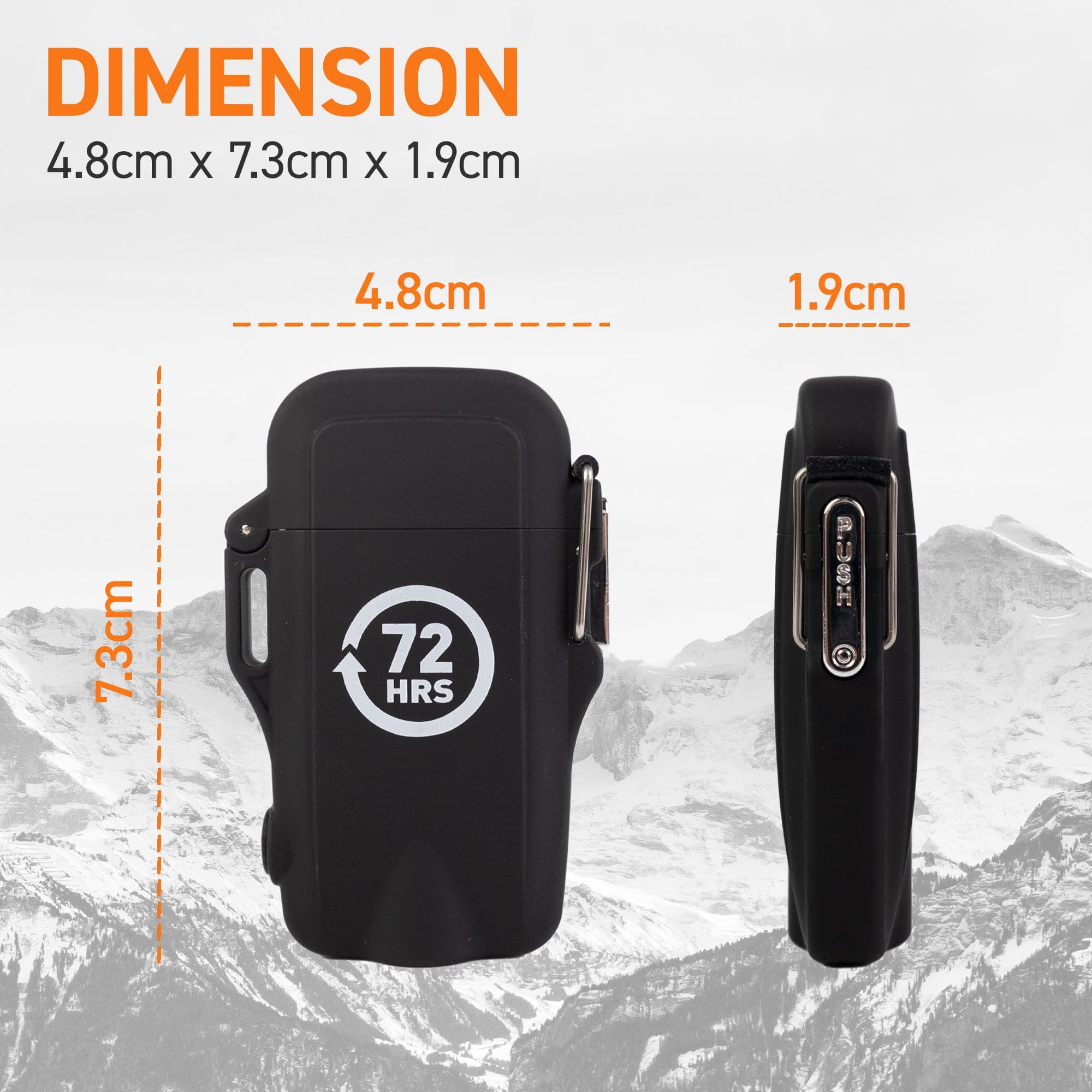 72HRS Rechargeable Electric Lighter - Windproof USB Arc Lighter for Camping, BBQ, Hiking & Outdoor Activities (Black)