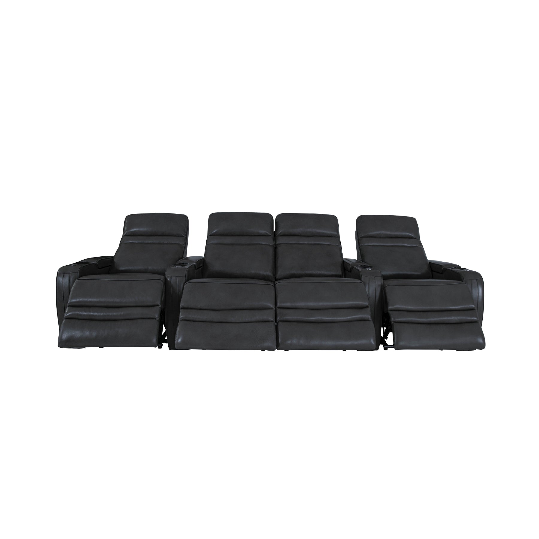 RowOne 4-Piece Recliner Set - Ultra Soft Fabric Sectional Sofa with Cup Holders and USB Ports | Perfect for Living Room, Home Theater, and Family Gatherings