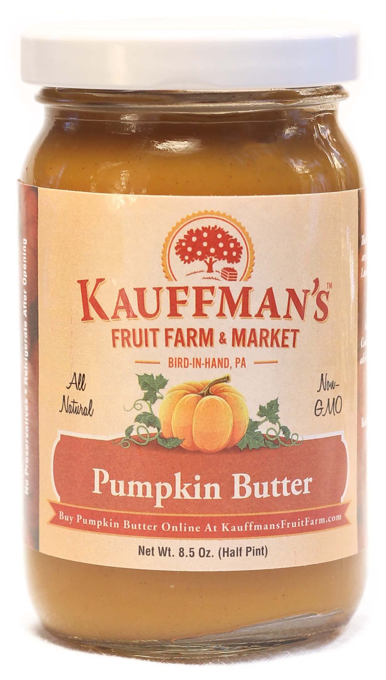 Kauffman's Fruit Farm Homemade Pumpkin Butter Spread - 8.5 Oz Jar, Case of 12 | All-Natural, Gluten-Free Pumpkin Spread for Toast, Pancakes, Baking & Gift Giving