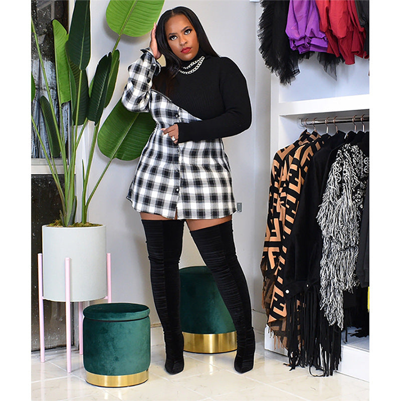 Stylish Long Sleeve Crew Neck Plaid Dress for Women | Flannel Shirt Dress for Fall & Winter | Perfect for Office, Date Night & Casual Outings
