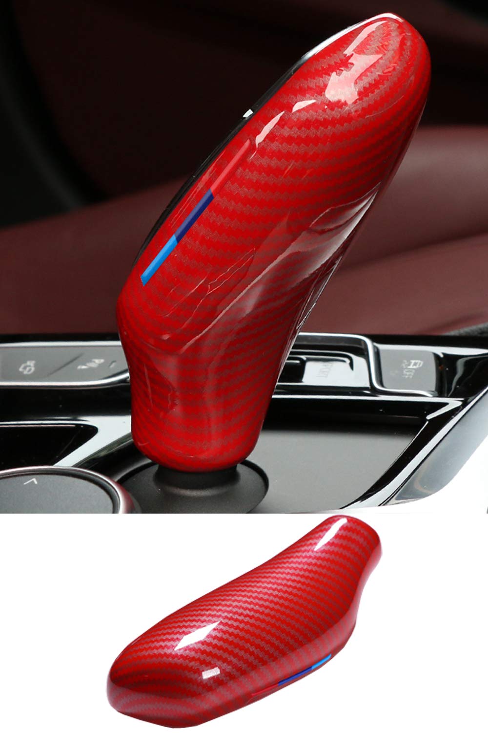 GZXinWei Red ABS Gear Shift Knob Cover - Universal Car Sticker Decal for Automatic Transmission - Enhances Interior Style & Grip (Fits Most Vehicles) - Perfect for Car Enthusiasts & Customization Lovers